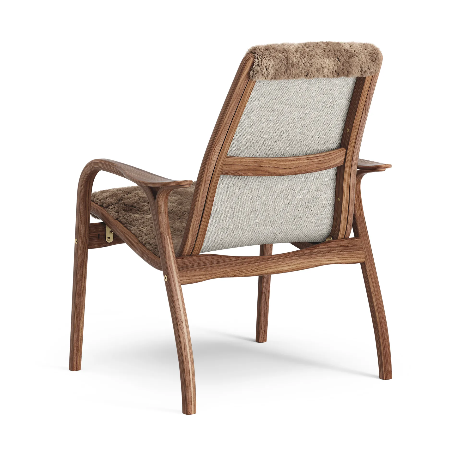 Fauteuil Laminett noyer huilé/peau de mouton, Sahara (marron nougat) Swedese