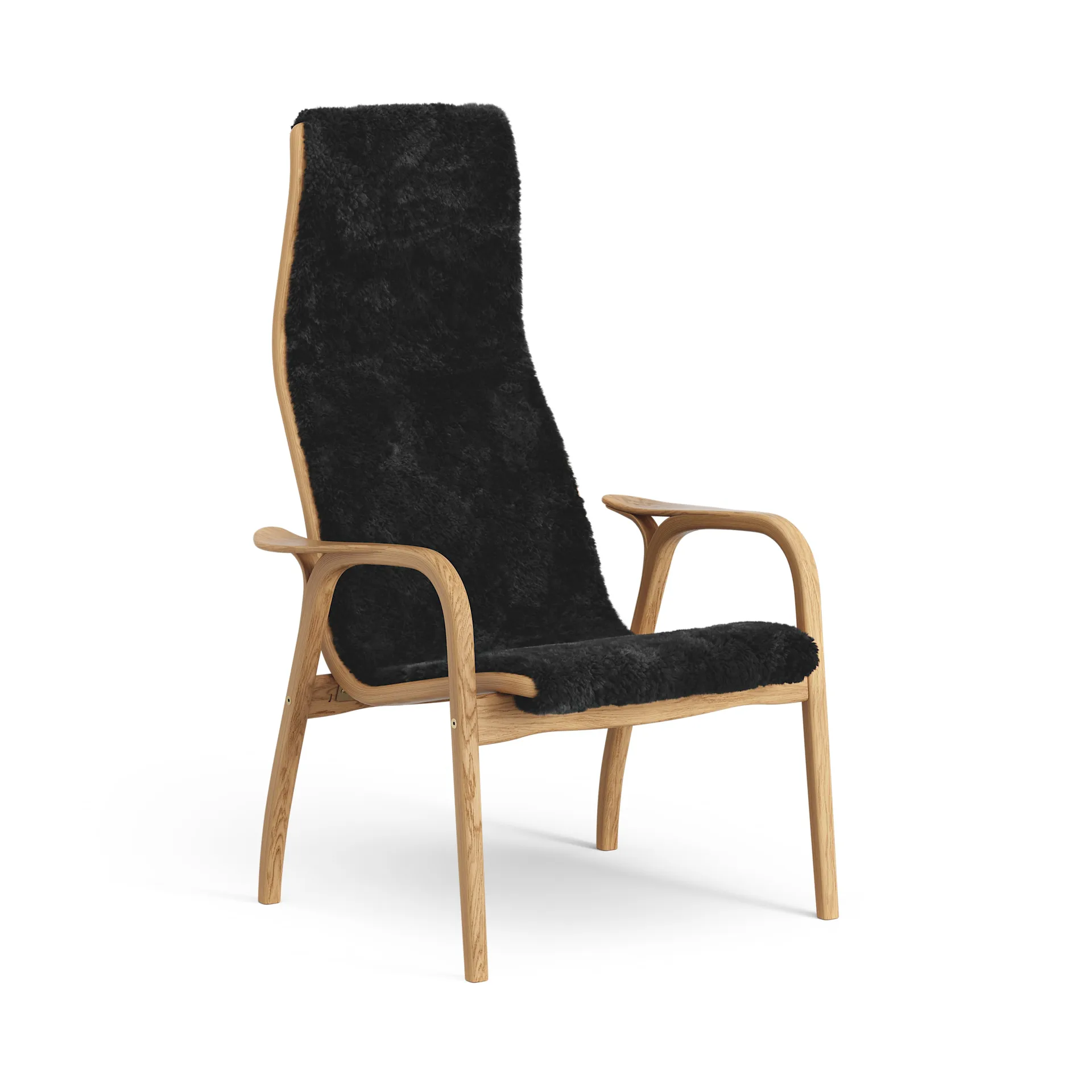 Fauteuil Lamino chêne huilé/peau de mouton, Black (noir) Swedese
