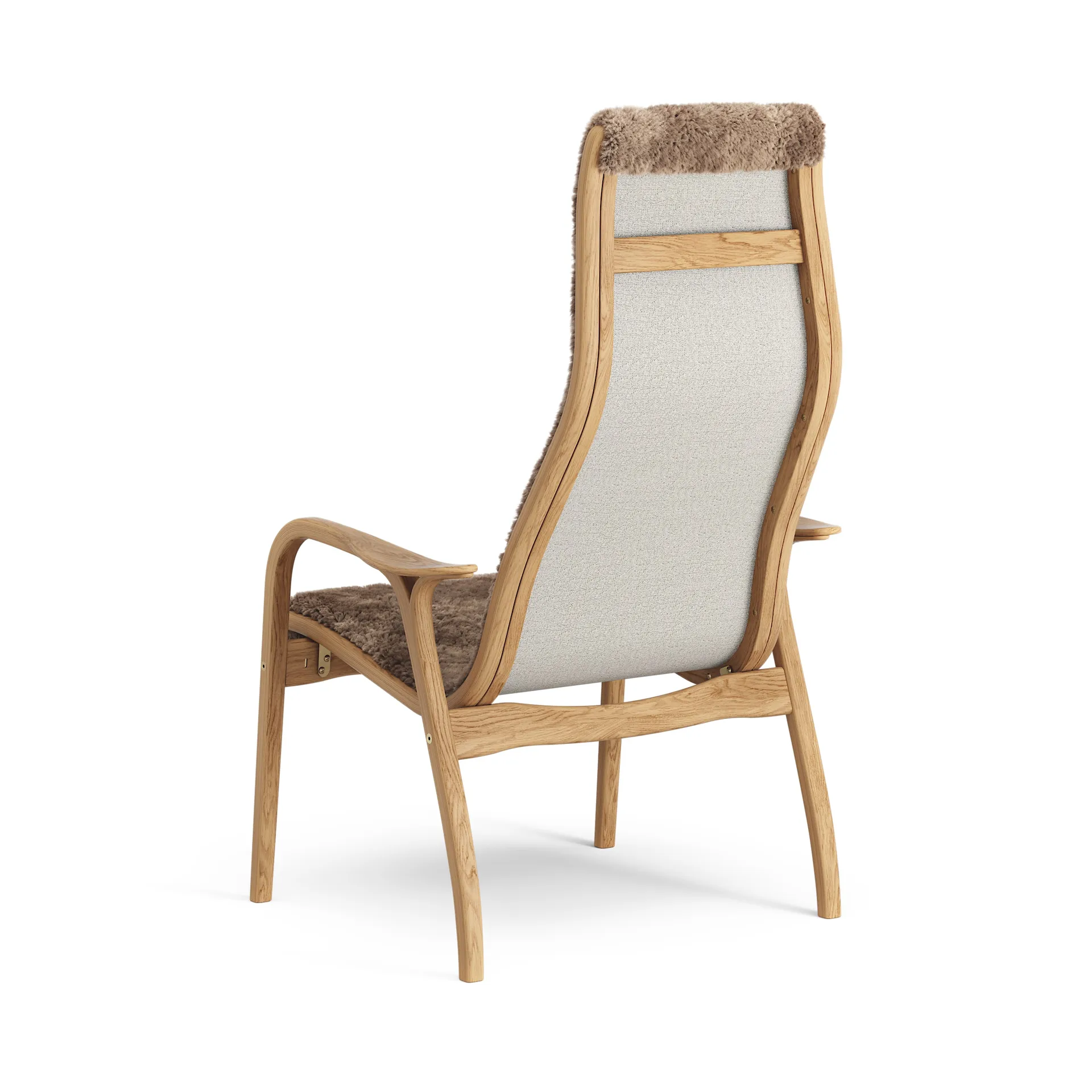 Fauteuil Lamino chêne huilé/peau de mouton, Sahara (marron nougat) Swedese