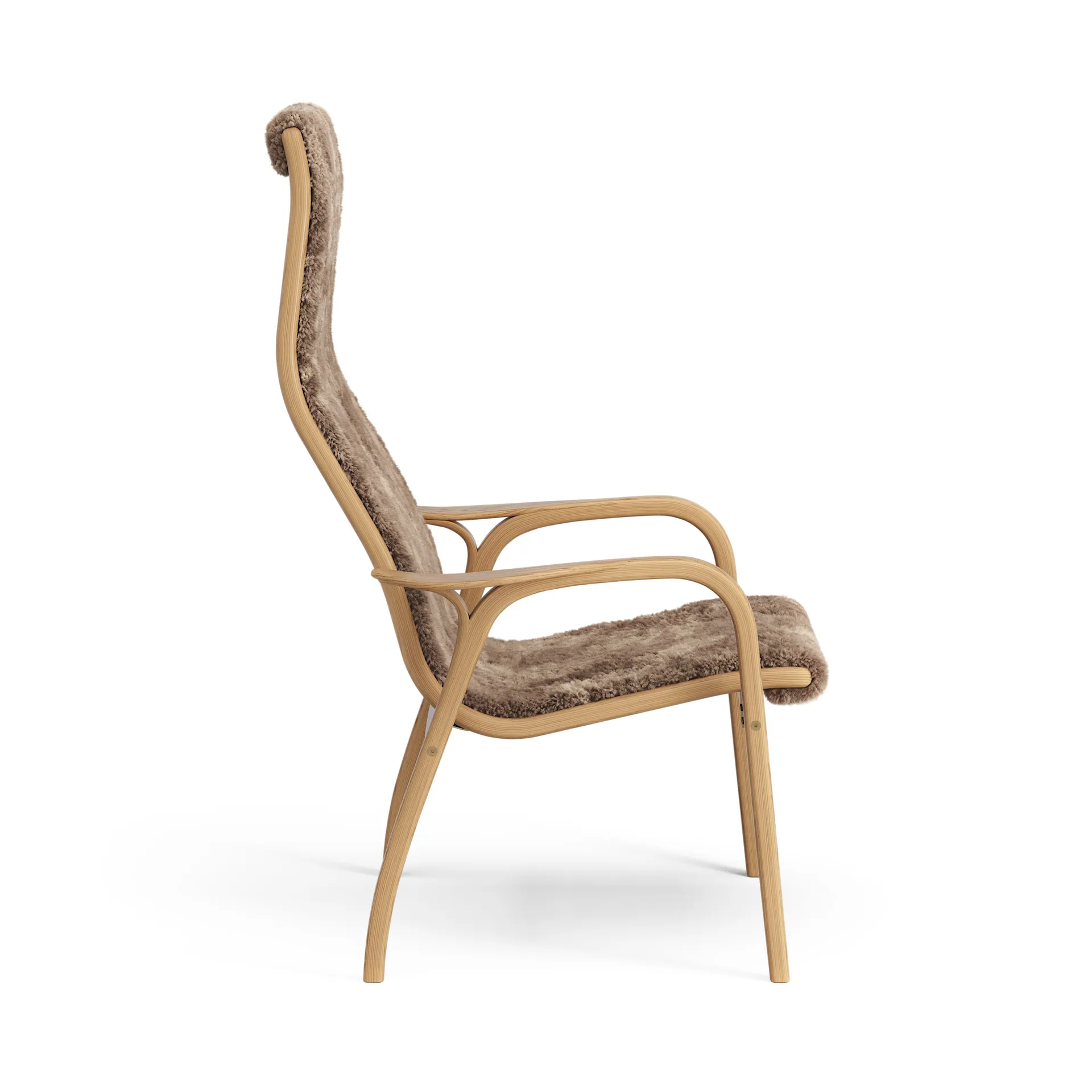 Fauteuil Lamino chêne huilé/peau de mouton, Sahara (marron nougat) Swedese