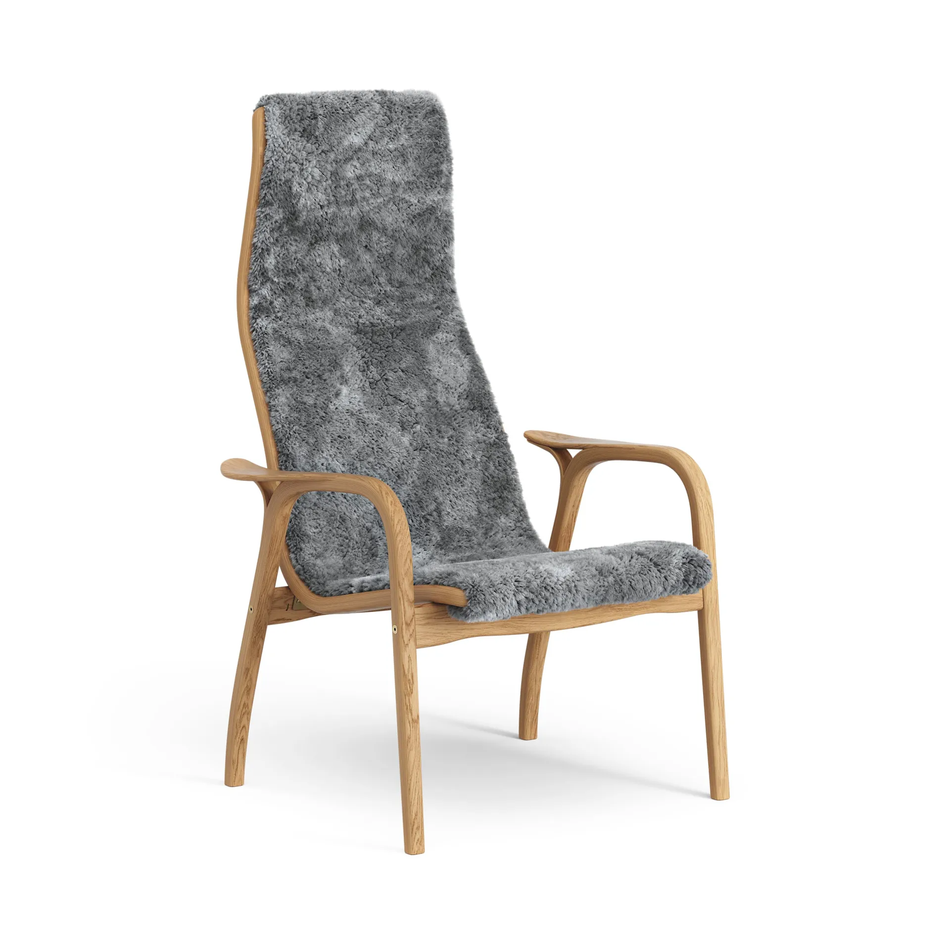 Fauteuil Lamino chêne huilé/peau de mouton, Scandinavian Grey (gris) Swedese