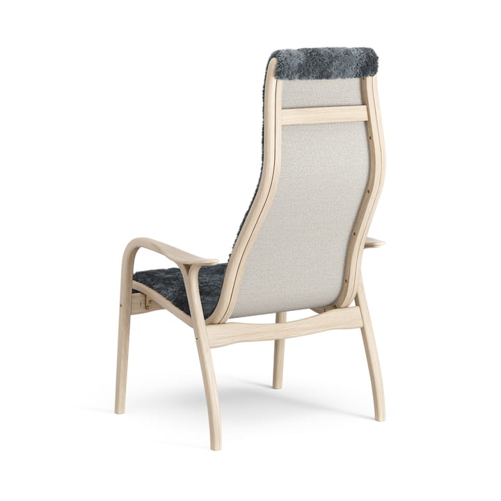 Fauteuil Lamino chêne pigmenté blanc/peau de mouton - Charcoal (gris foncé) - Swedese