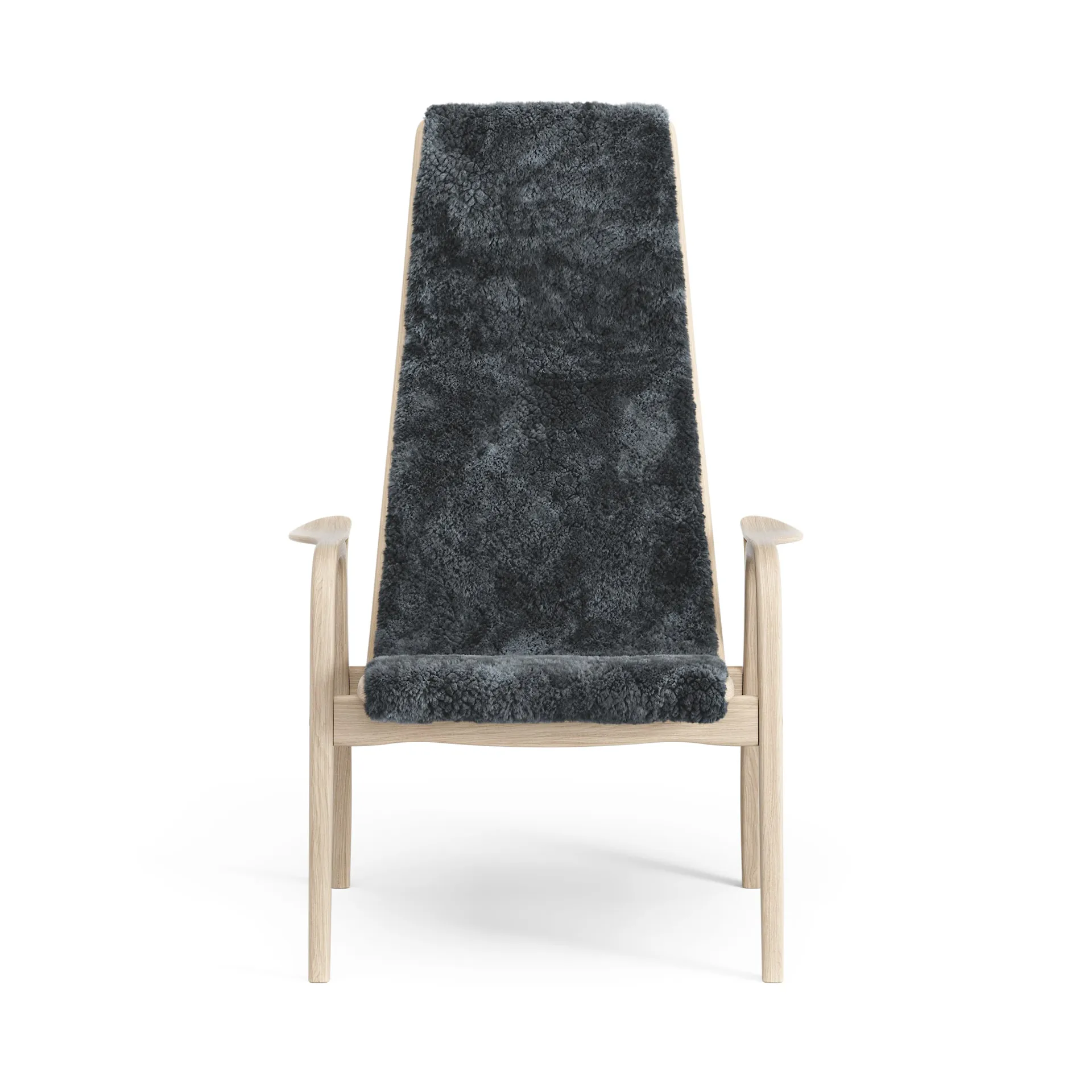 Fauteuil Lamino chêne pigmenté blanc/peau de mouton, Charcoal (gris foncé) Swedese