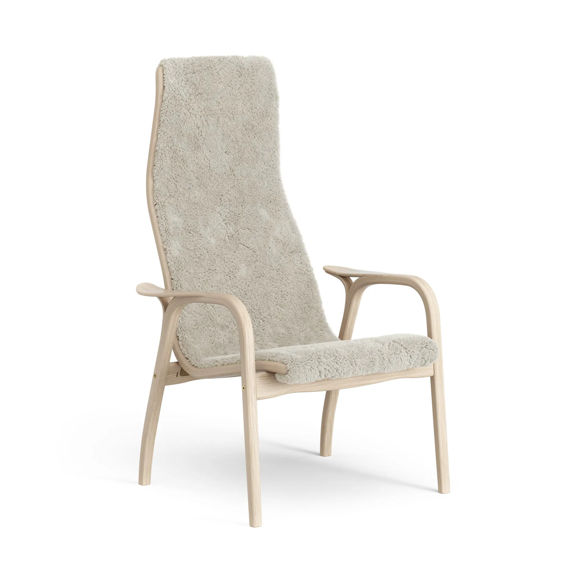 Fauteuil Lamino chêne pigmenté blanc/peau de mouton, Moonlight (beige) Swedese