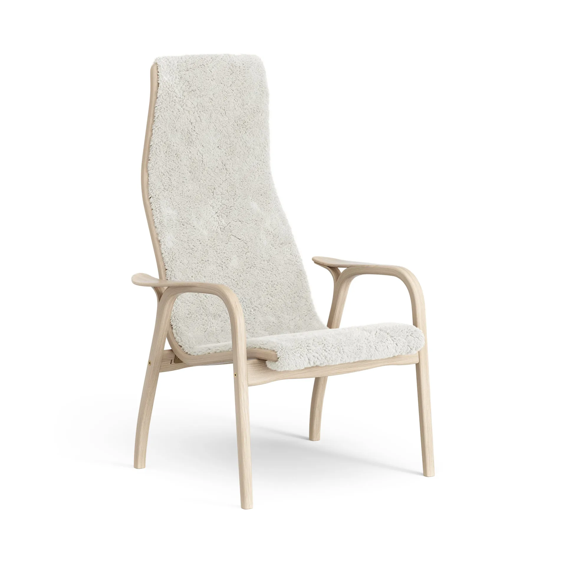 Fauteuil Lamino chêne pigmenté blanc/peau de mouton, Offwhite (blanc) Swedese