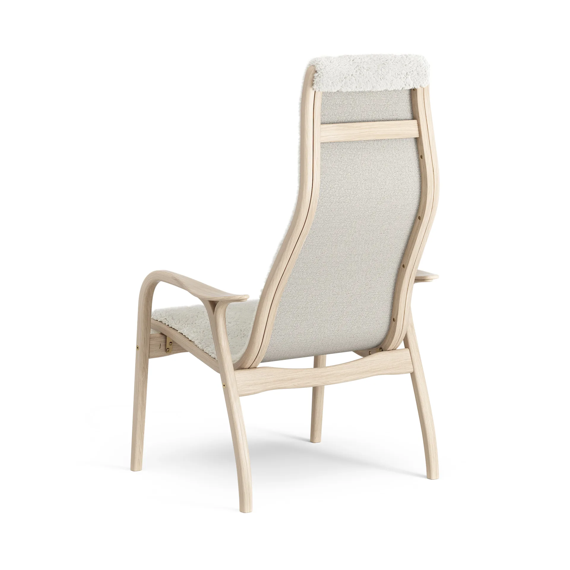 Fauteuil Lamino chêne pigmenté blanc/peau de mouton, Offwhite (blanc) Swedese