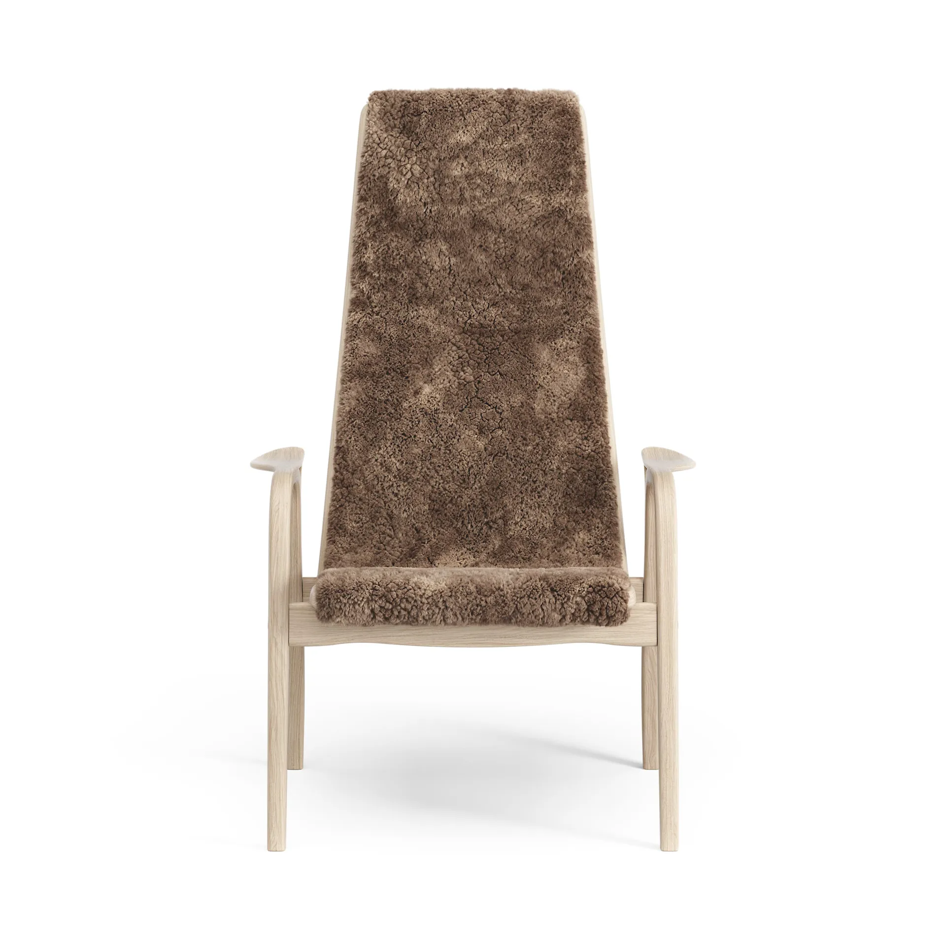 Fauteuil Lamino chêne pigmenté blanc/peau de mouton, Sahara (marron nougat) Swedese