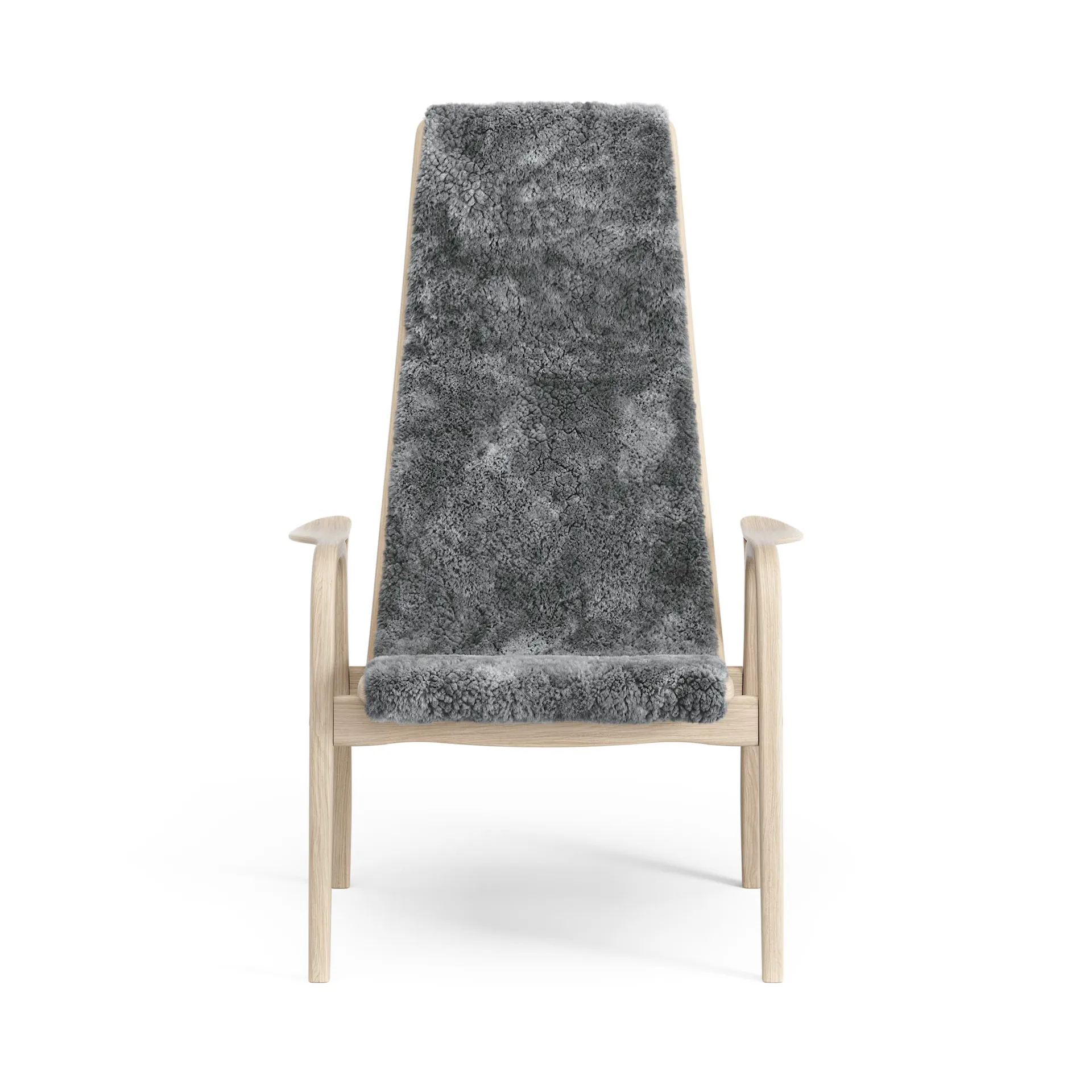 Fauteuil Lamino chêne pigmenté blanc/peau de mouton, Scandinavian Grey (gris) Swedese