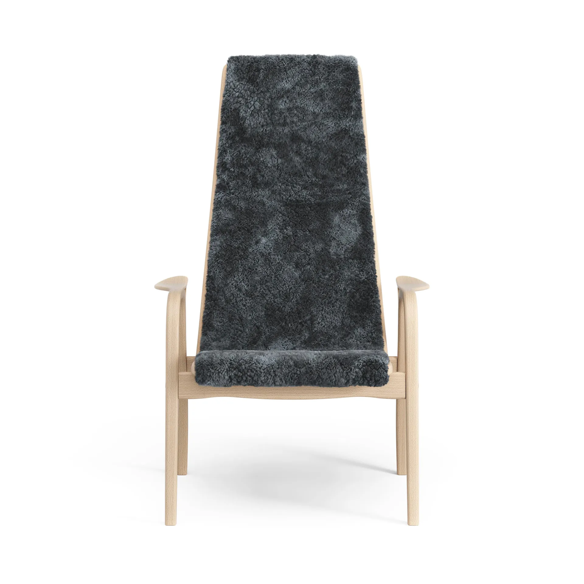 Fauteuil Lamino hêtre laqué/peau de mouton, Charcoal (gris foncé) Swedese