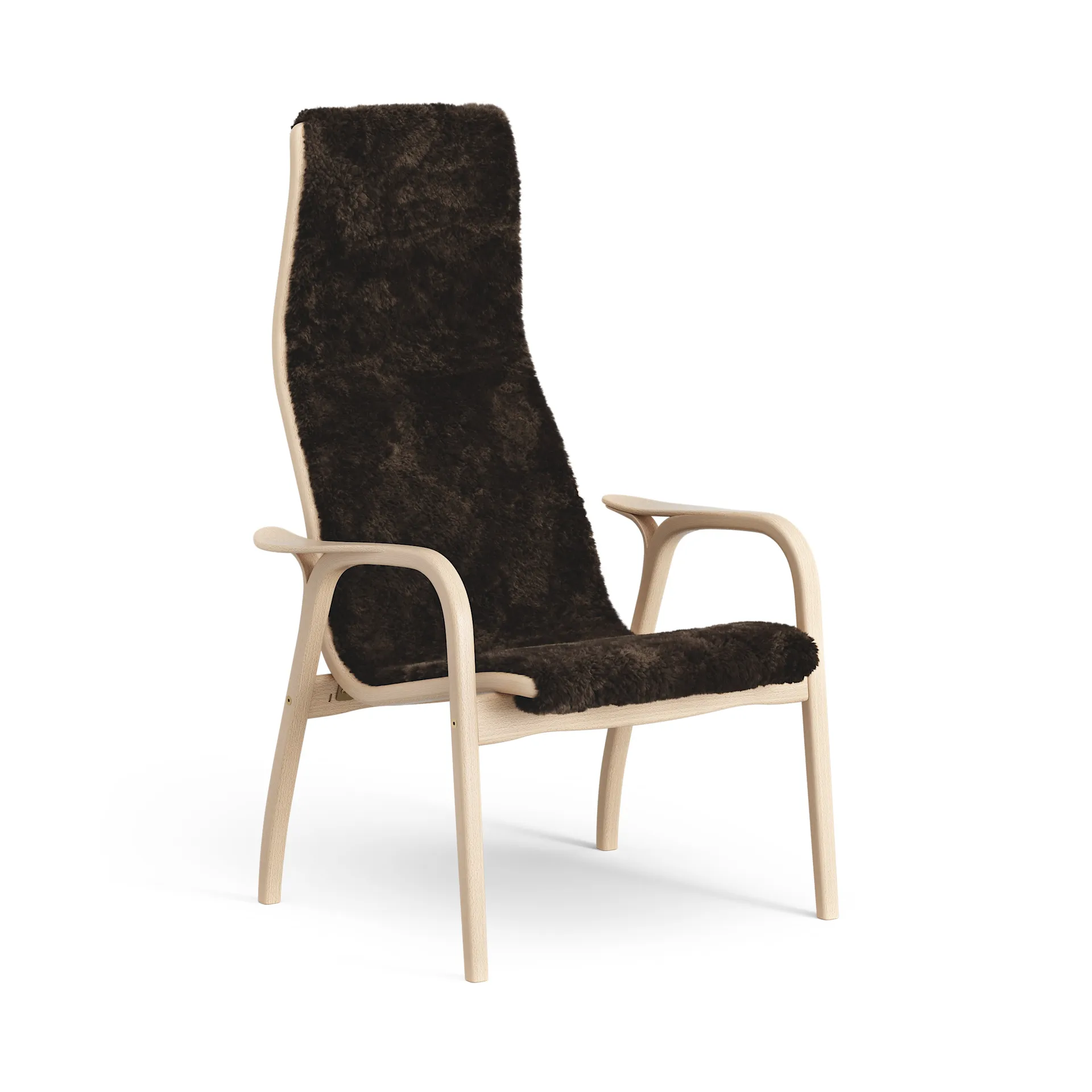 Fauteuil Lamino hêtre laqué/peau de mouton, Espresso (marron) Swedese
