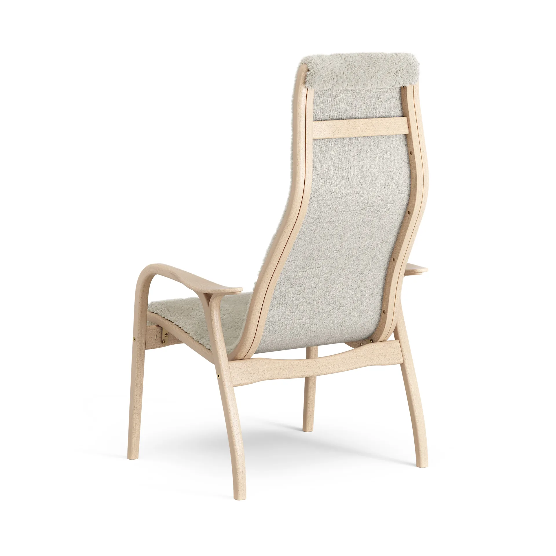 Fauteuil Lamino hêtre laqué/peau de mouton, Moonlight (beige) Swedese