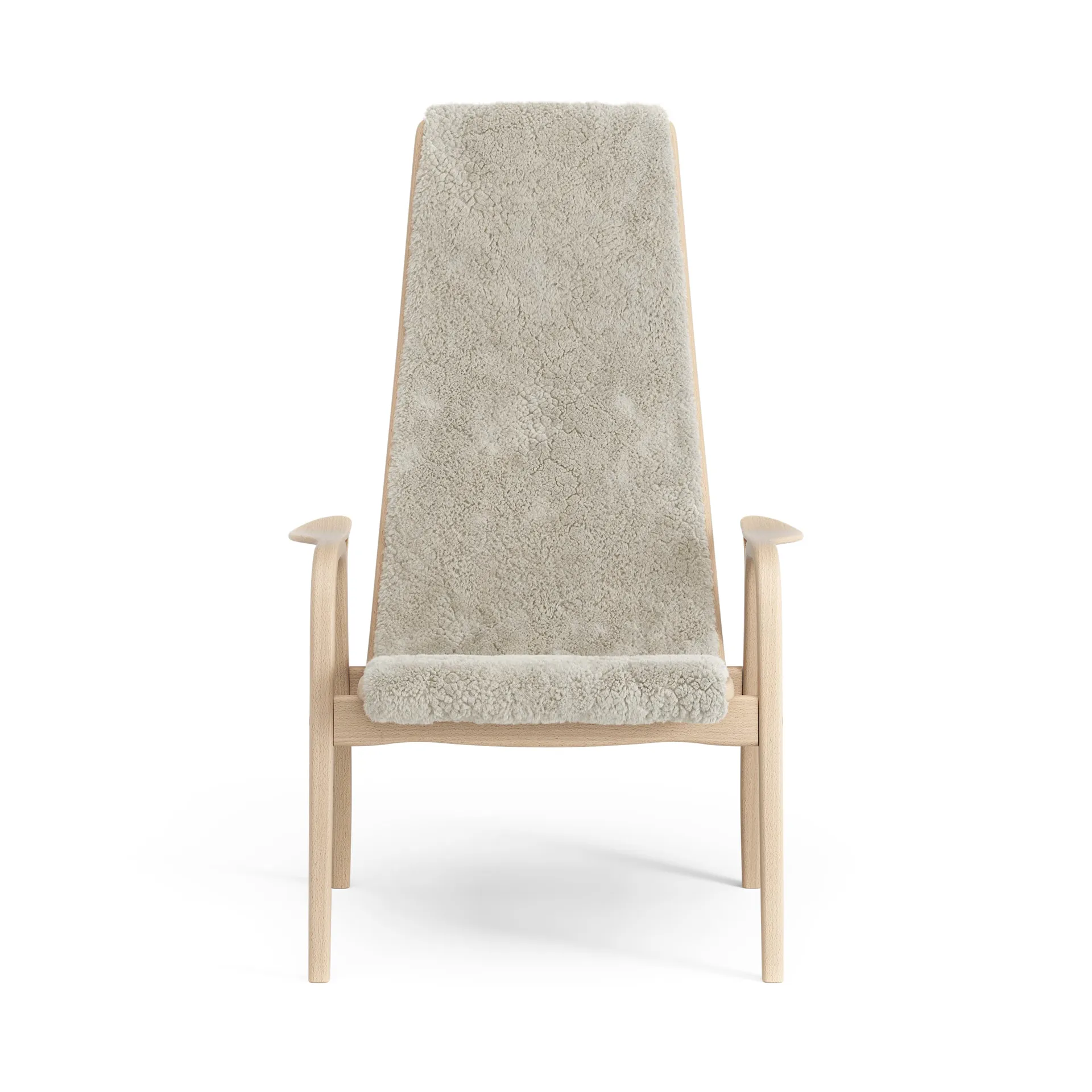 Fauteuil Lamino hêtre laqué/peau de mouton, Moonlight (beige) Swedese