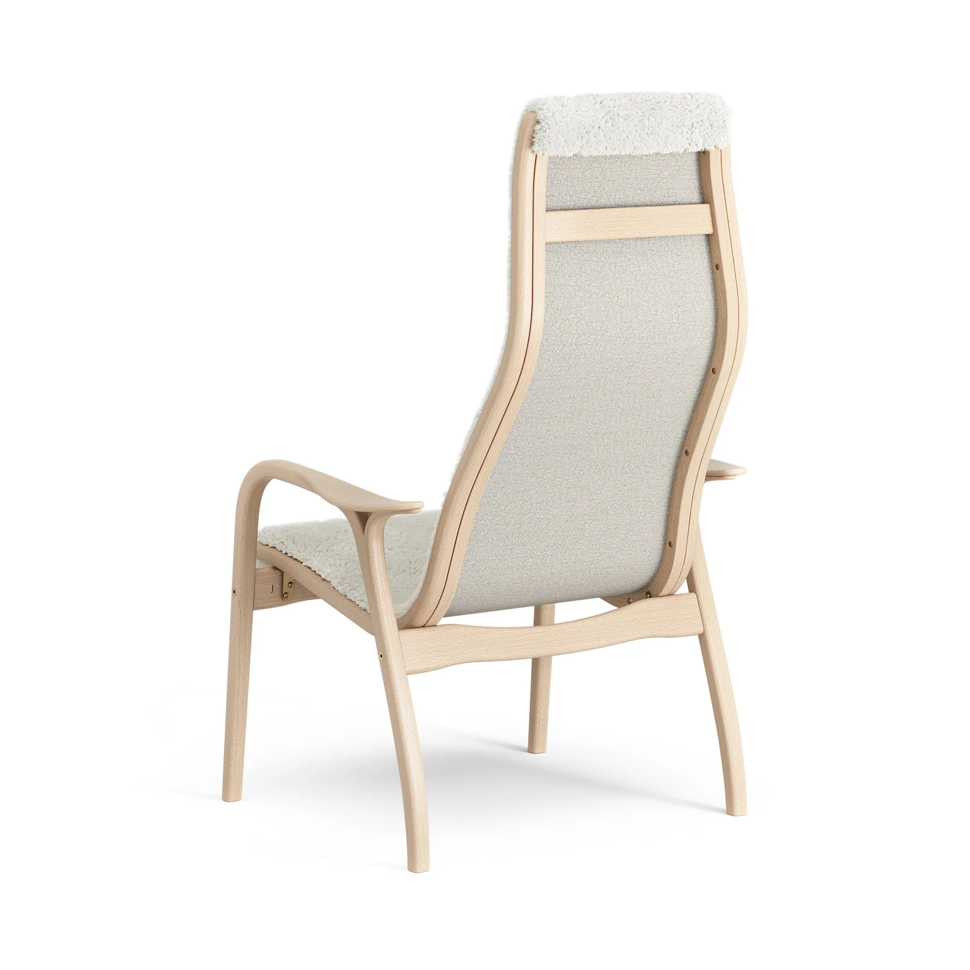 Fauteuil Lamino hêtre laqué/peau de mouton, Offwhite (blanc) Swedese