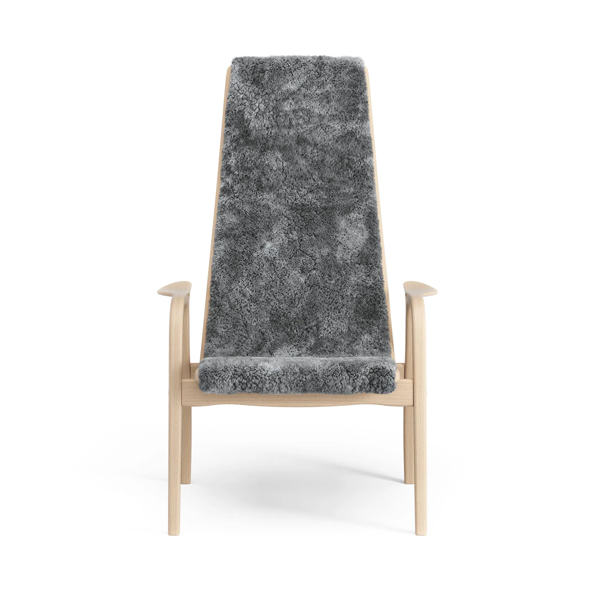 Fauteuil Lamino hêtre laqué/peau de mouton, Scandinavian Grey (gris) Swedese