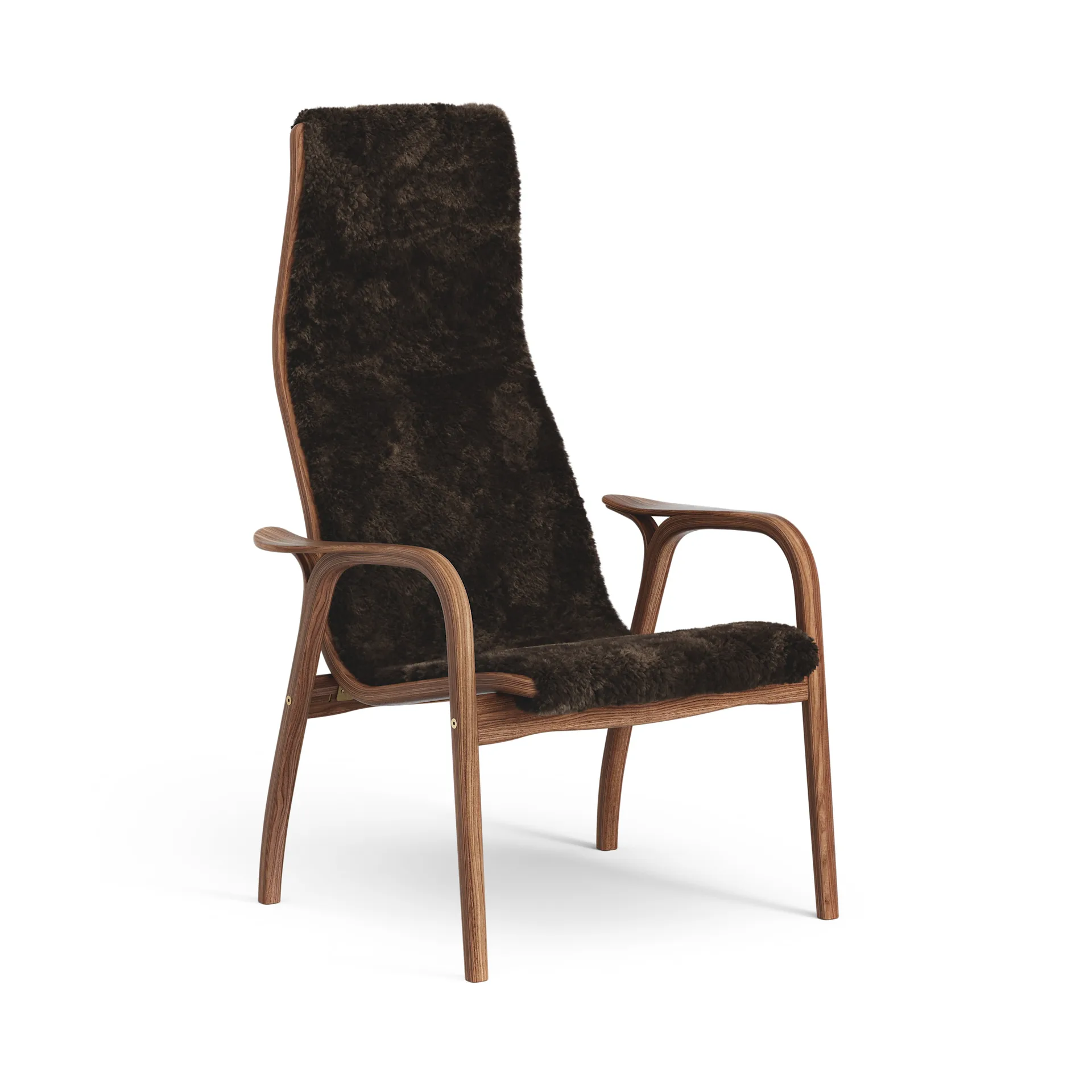 Fauteuil Lamino noyer huilé/peau de mouton, Espresso (marron) Swedese