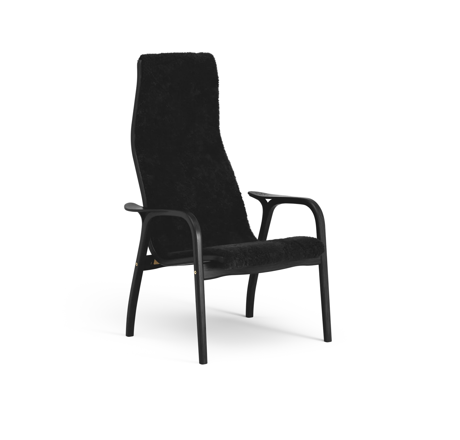Fauteuil Lamino, Peau de mouton black-hêtre lasuré noir Swedese
