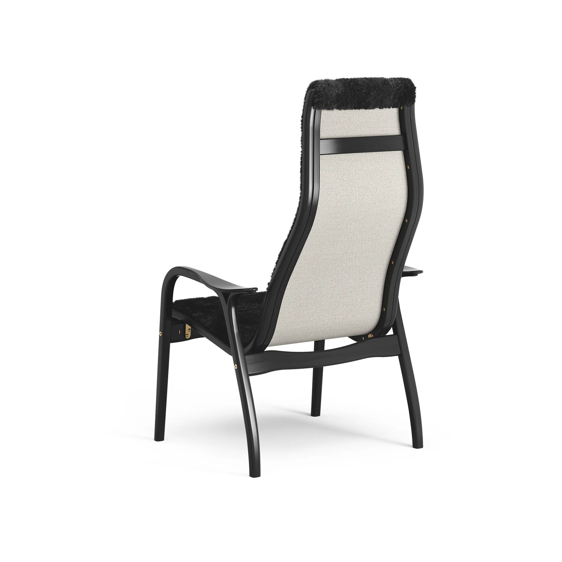 Fauteuil Lamino, Peau de mouton black-hêtre lasuré noir Swedese