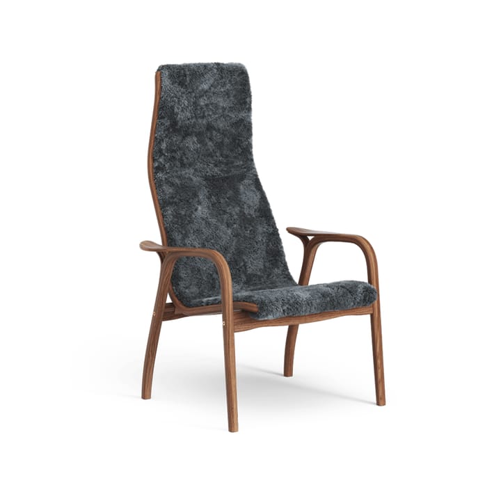 Fauteuil Lamino - peau de mouton charcoal, noyer laqué - Swedese