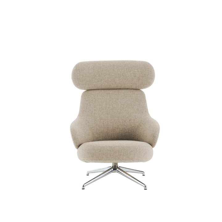 Fauteuil Pillo, tissu hallingdal 65 200 offwhite, chrome, pied pivotant à 4 branches Swedese