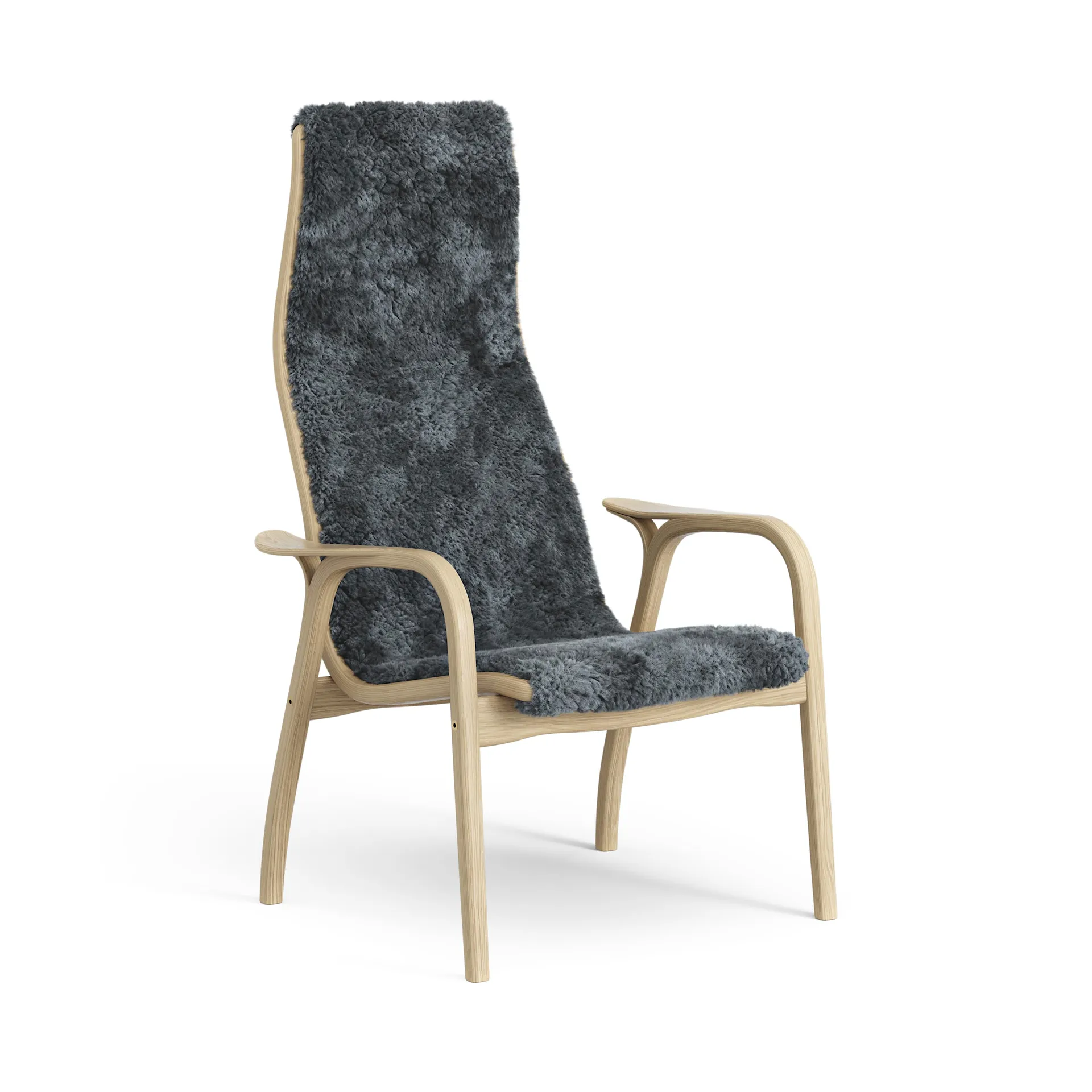 Fauteuil pour enfant Lamini chêne laqué/peau de mouton, Charcoal (gris foncé) Swedese