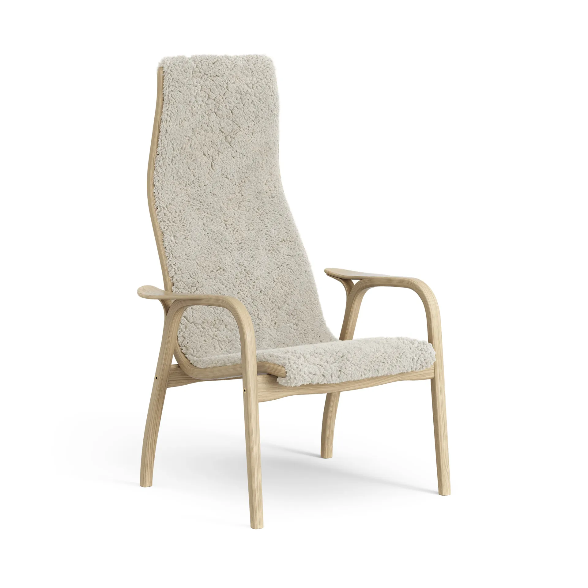 Fauteuil pour enfant Lamini chêne laqué/peau de mouton, Moonlight (beige) Swedese