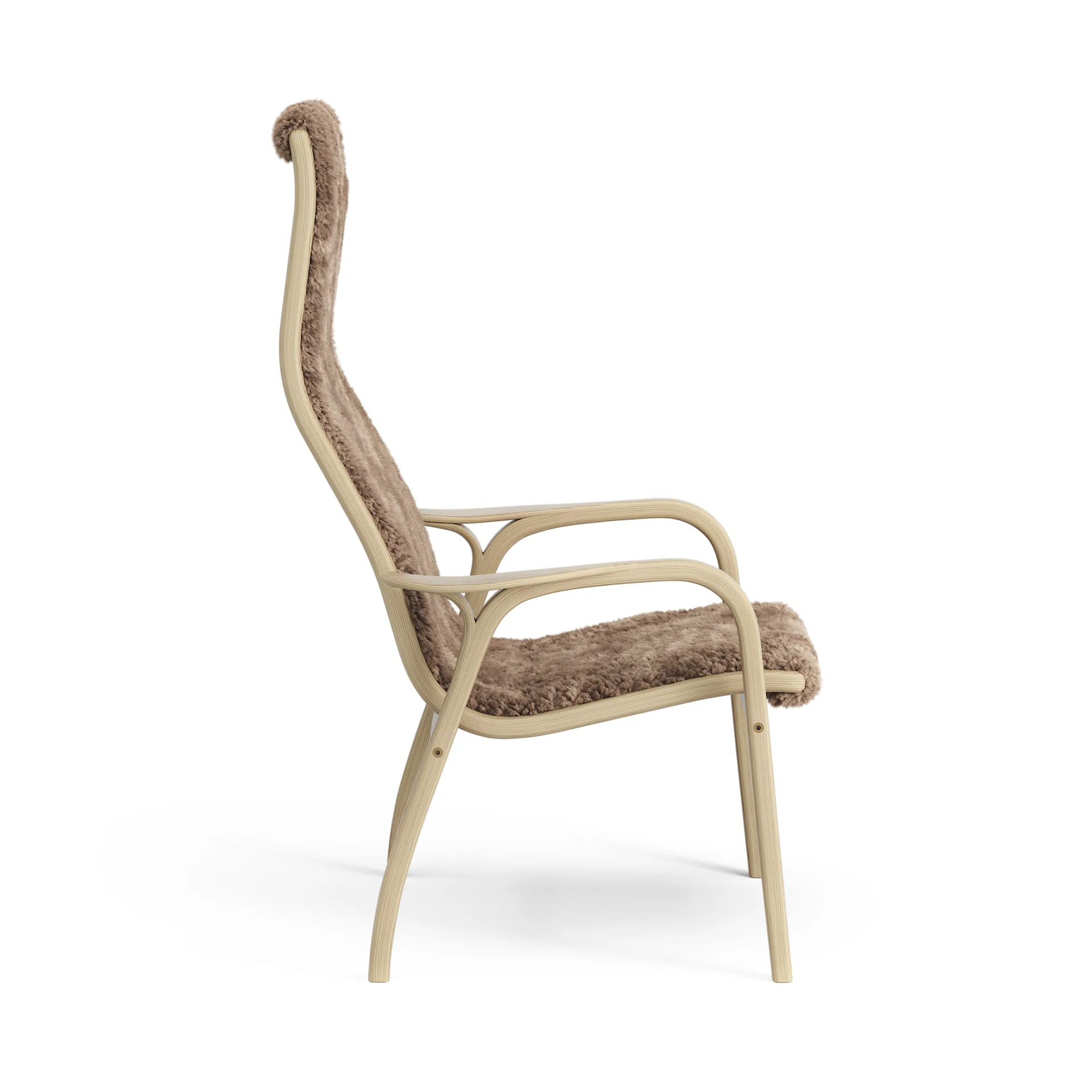 Fauteuil pour enfant Lamini chêne laqué/peau de mouton, Sahara (marron nougat) Swedese