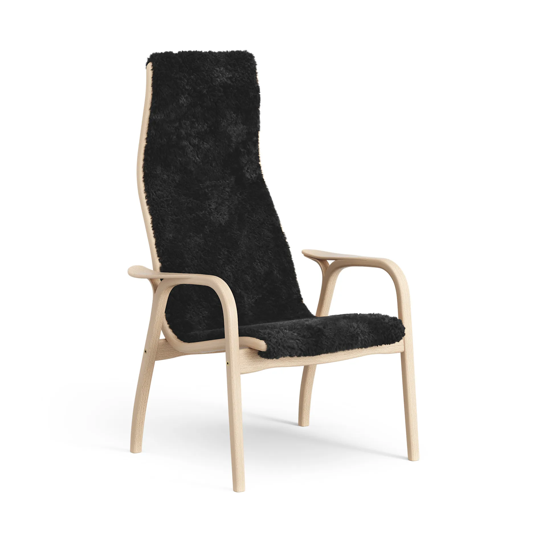 Fauteuil pour enfant Lamini hêtre laqué/peau de mouton, Black (noir) Swedese