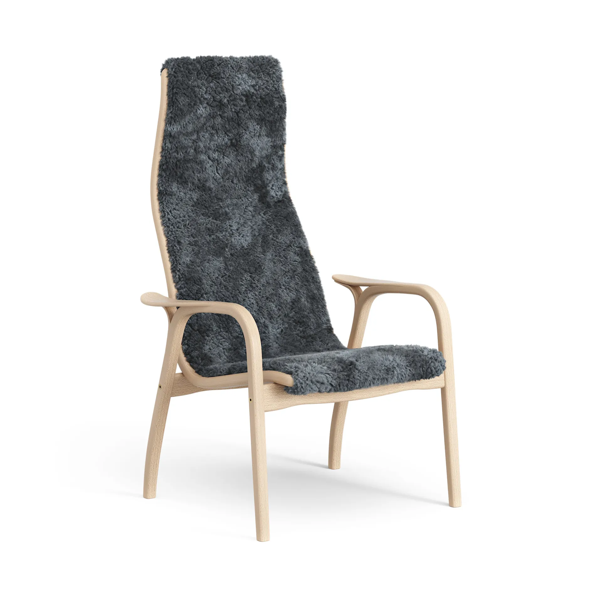 Fauteuil pour enfant Lamini hêtre laqué/peau de mouton, Charcoal (gris foncé) Swedese