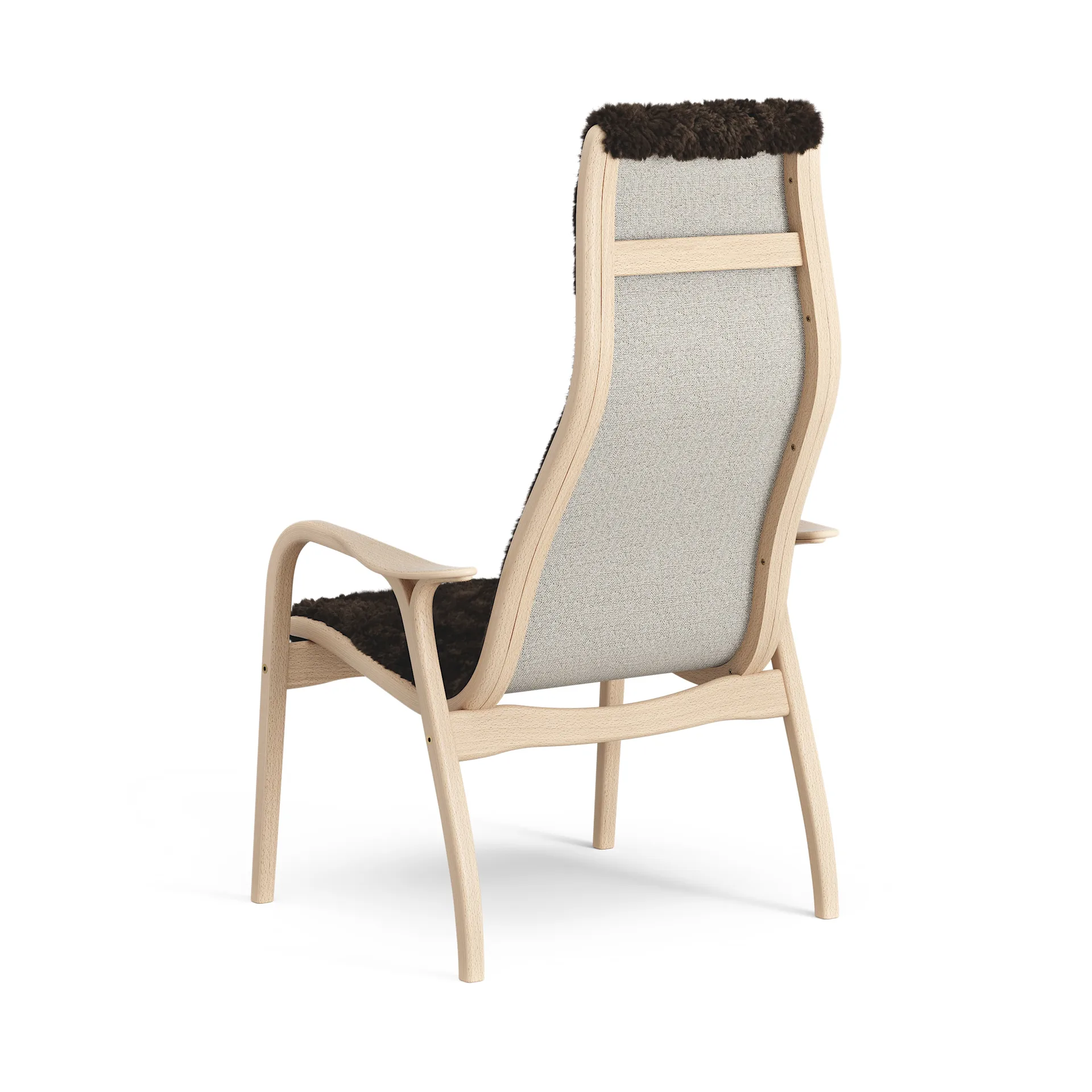 Fauteuil pour enfant Lamini hêtre laqué/peau de mouton, Espresso (marron) Swedese
