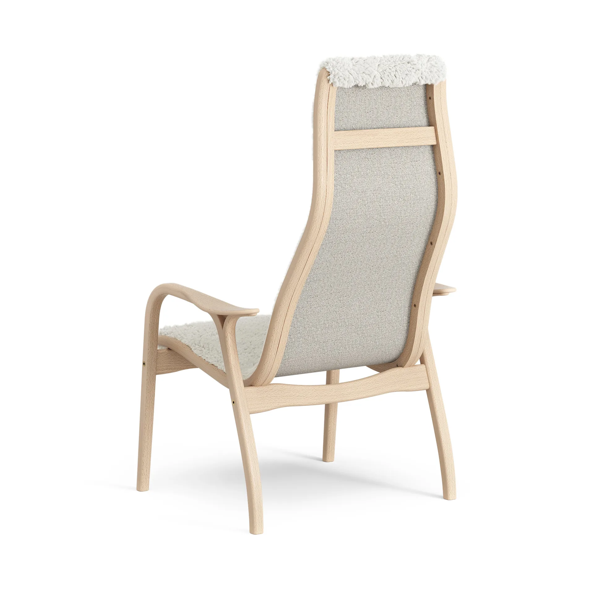 Fauteuil pour enfant Lamini hêtre laqué/peau de mouton, Offwhite (blanc) Swedese