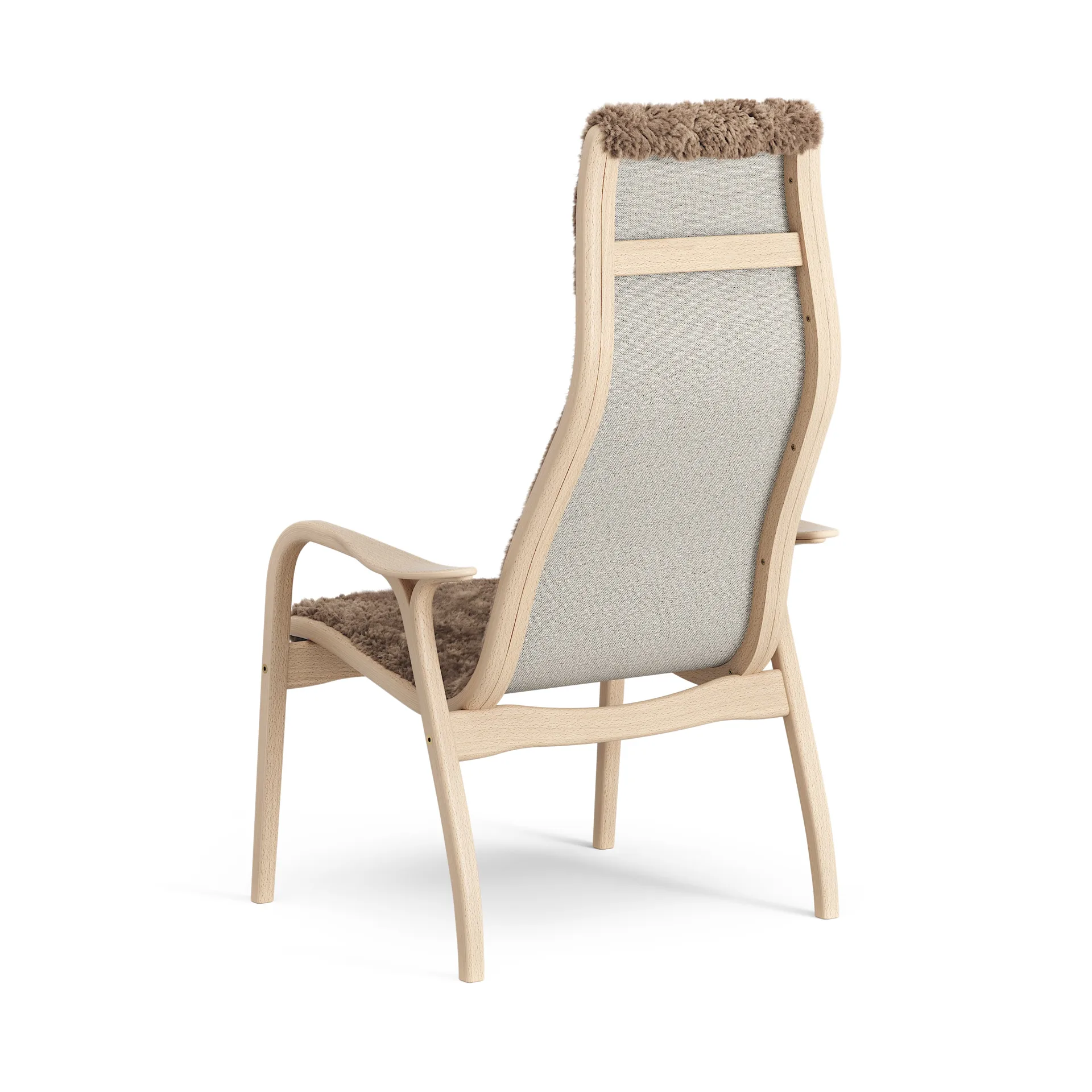 Fauteuil pour enfant Lamini hêtre laqué/peau de mouton, Sahara (marron nougat) Swedese