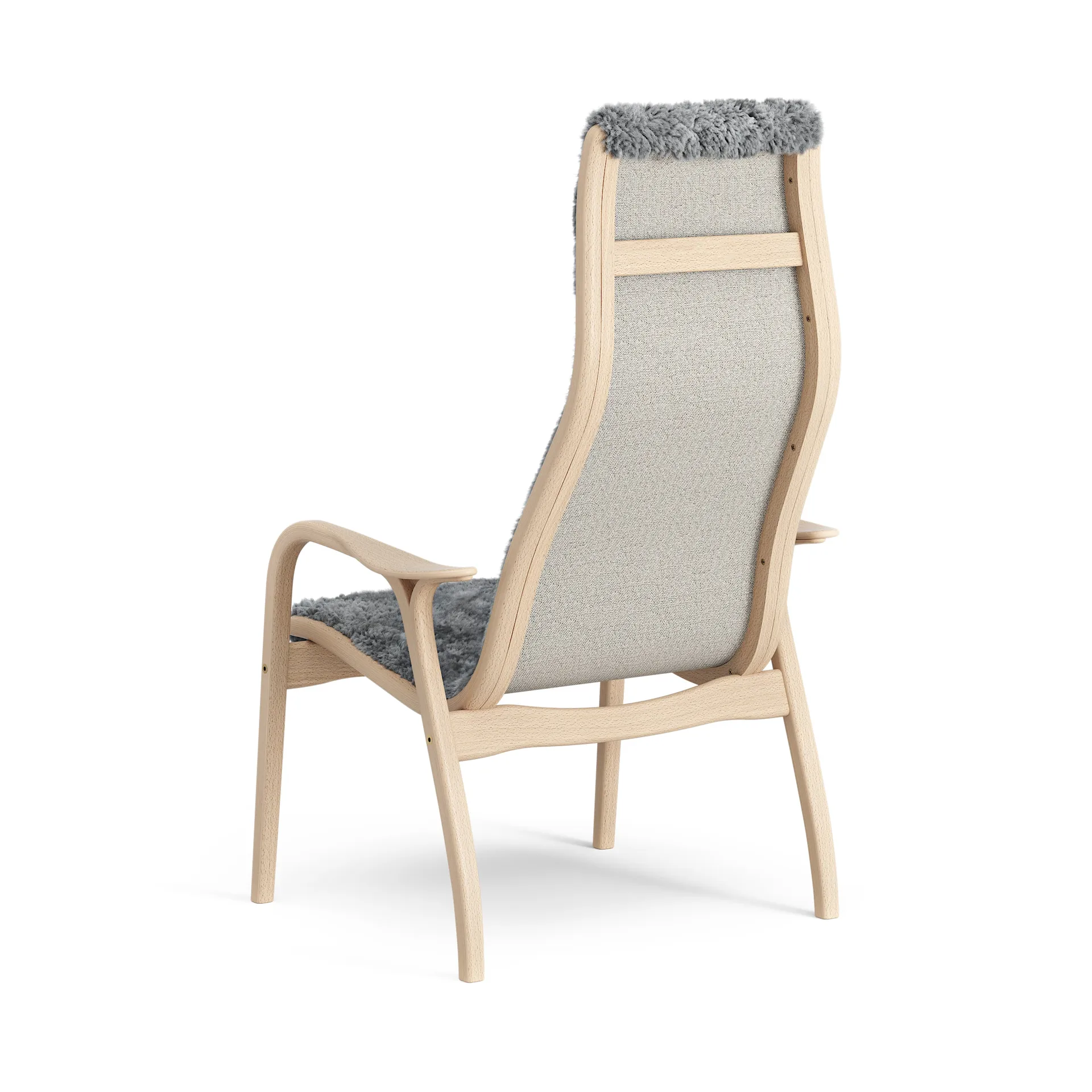 Fauteuil pour enfant Lamini hêtre laqué/peau de mouton, Scandinavian Grey (gris) Swedese