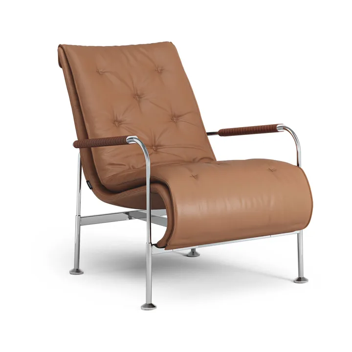 Fauteuil Serpentine - Cuir Elmo Soft brun clair-chrome-Tärnsjö Cognac - Swedese