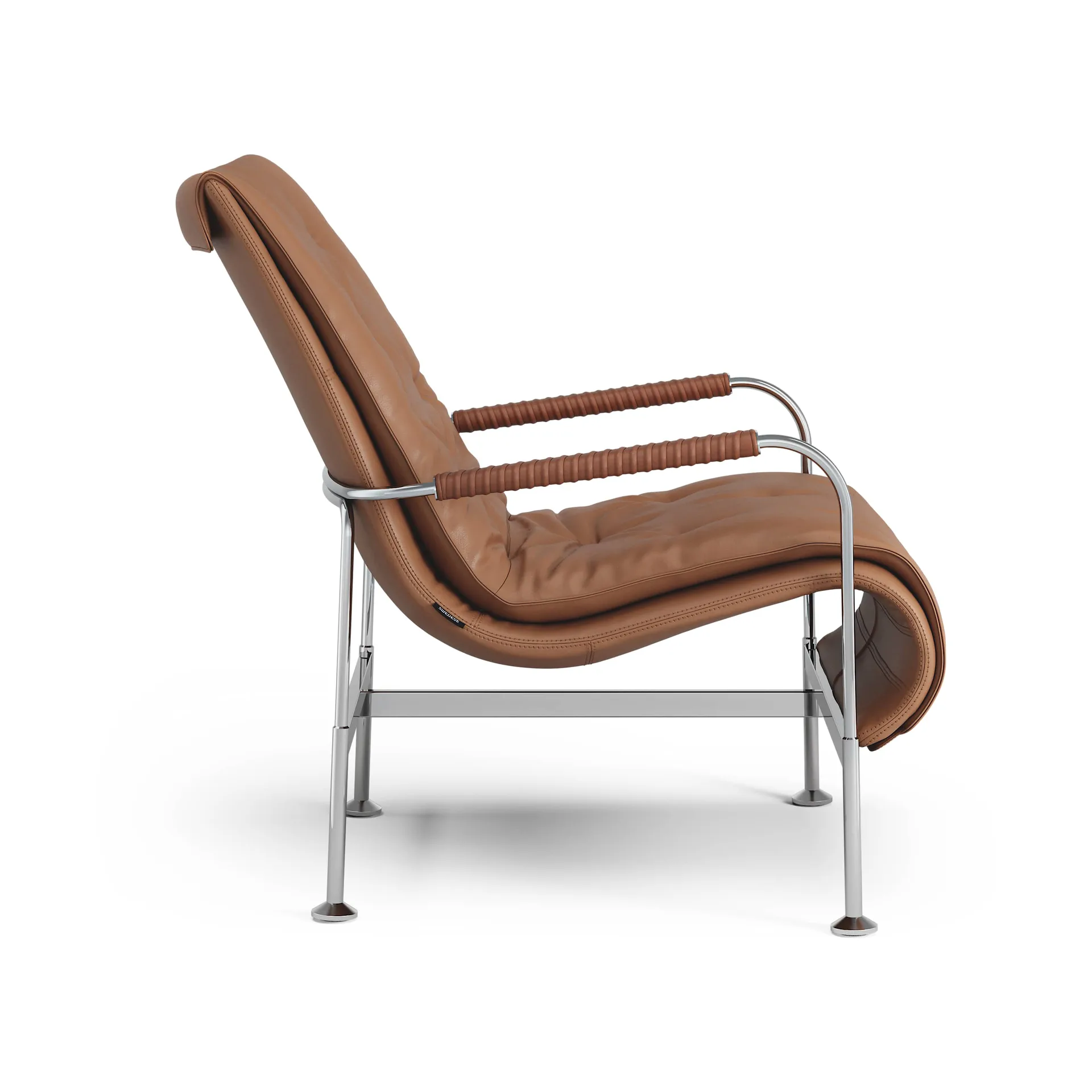 Fauteuil Serpentine, Cuir Elmo Soft brun clair-chrome-Tärnsjö Cognac Swedese