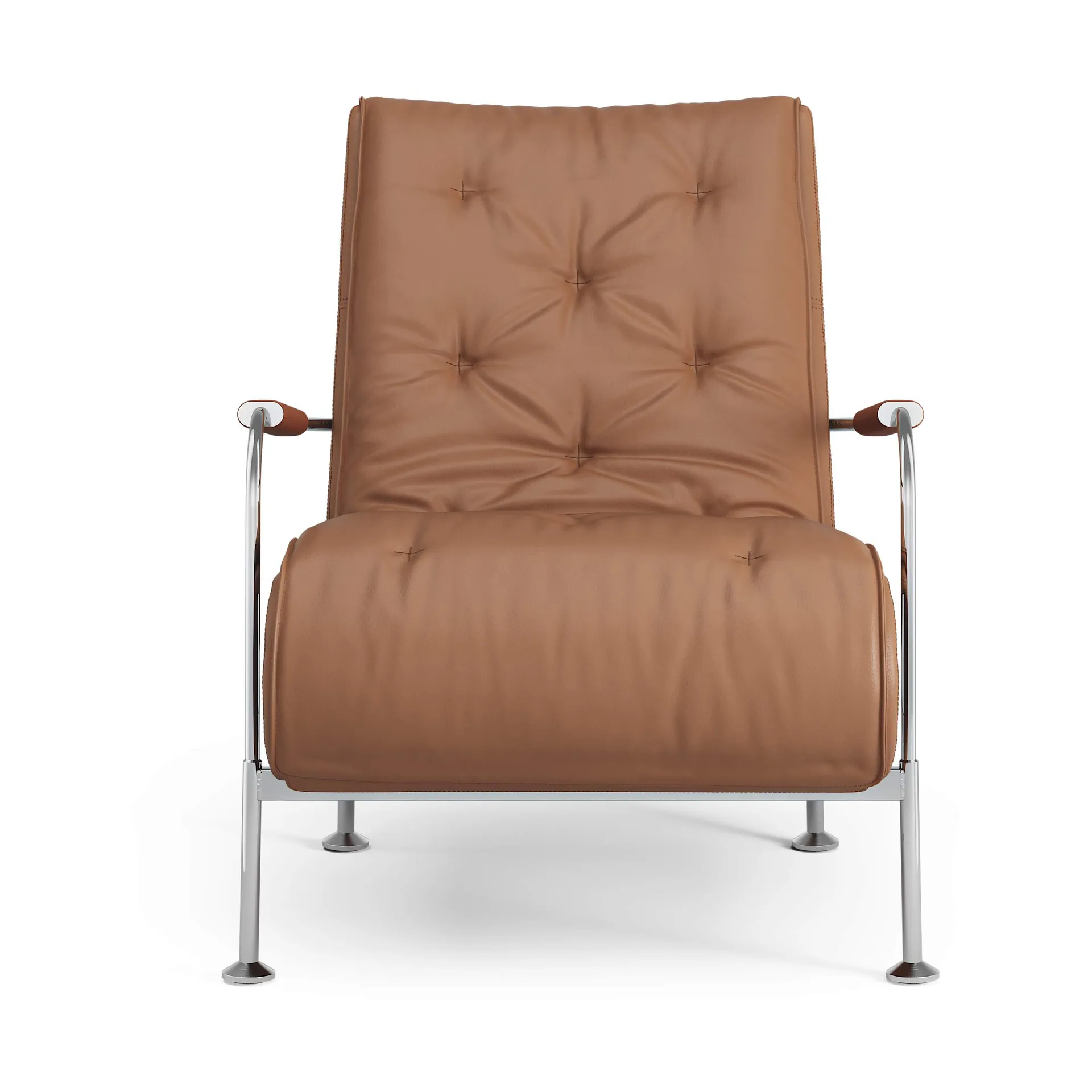 Fauteuil Serpentine, Cuir Elmo Soft brun clair-chrome-Tärnsjö Cognac Swedese
