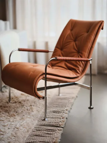 Fauteuil Serpentine - Cuir Elmo Soft brun clair-chrome-Tärnsjö Cognac - Swedese