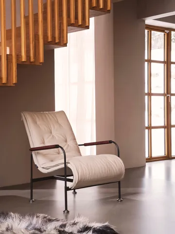 Fauteuil Serpentine - Peau de mouton Espresso-chrome-Tärnsjö Tobacco - Swedese