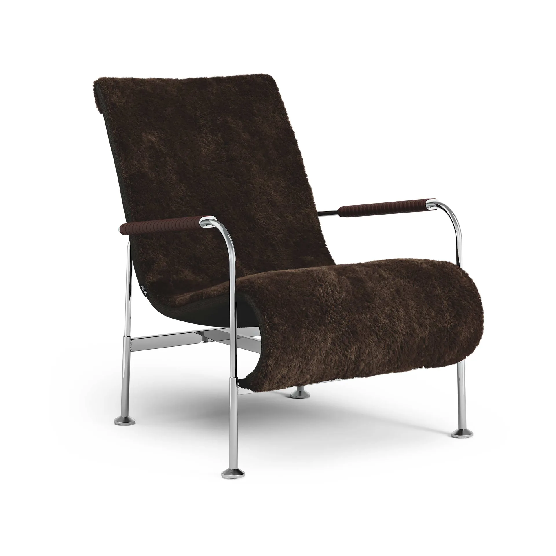 Fauteuil Serpentine, Peau de mouton Espresso-chrome-Tärnsjö Tobacco Swedese