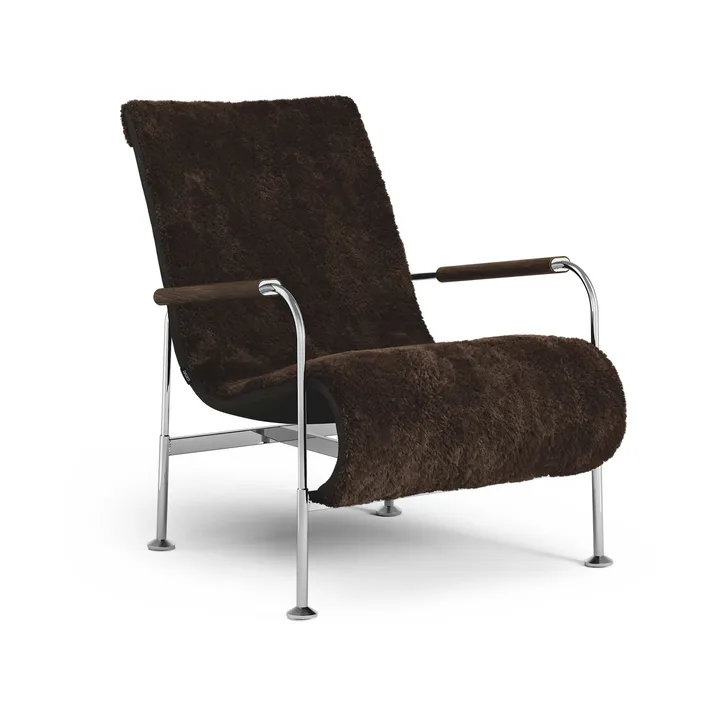 Fauteuil Serpentine - Peau de mouton Espresso-chrome - Swedese