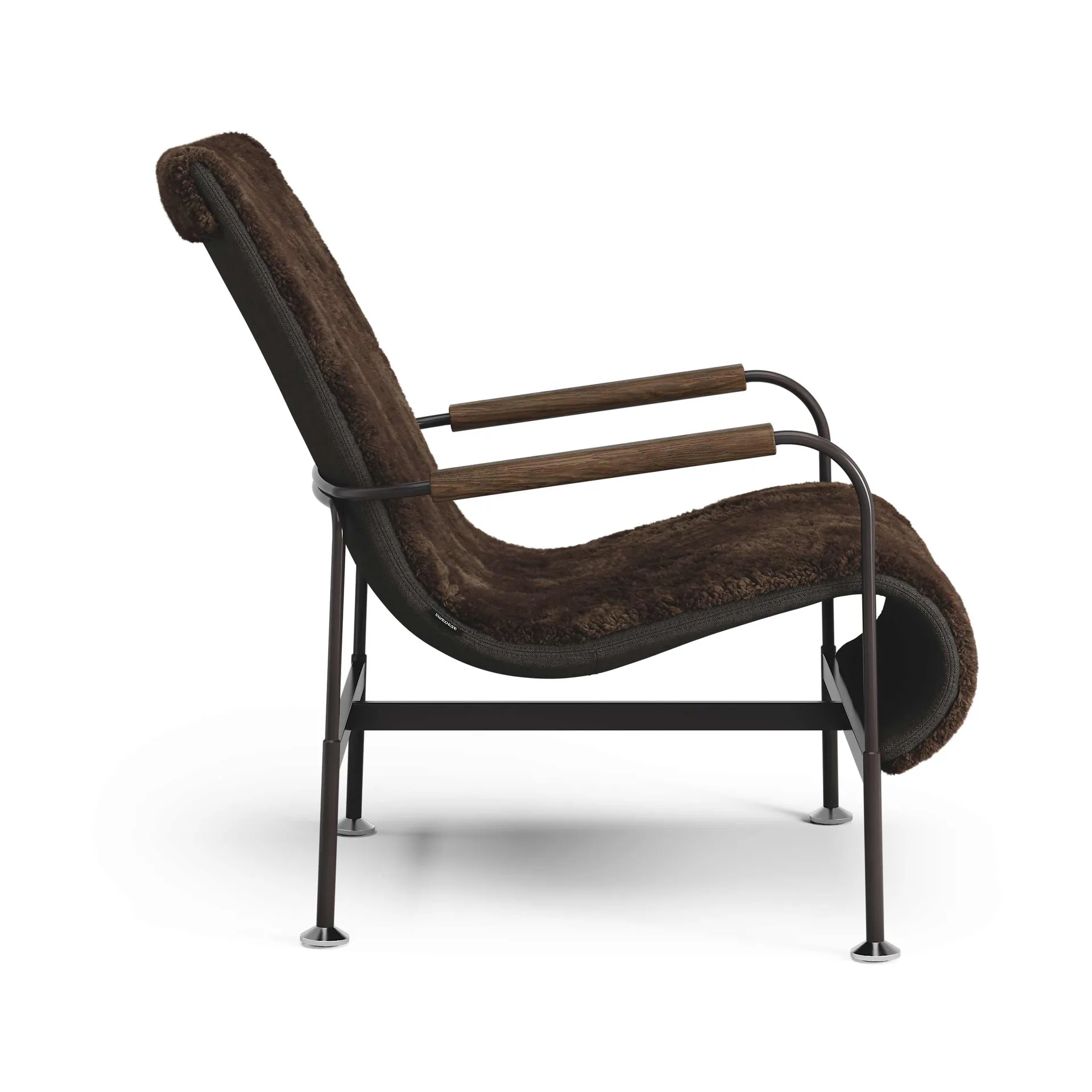 Fauteuil Serpentine, Peau de mouton Espresso-marron foncé Swedese