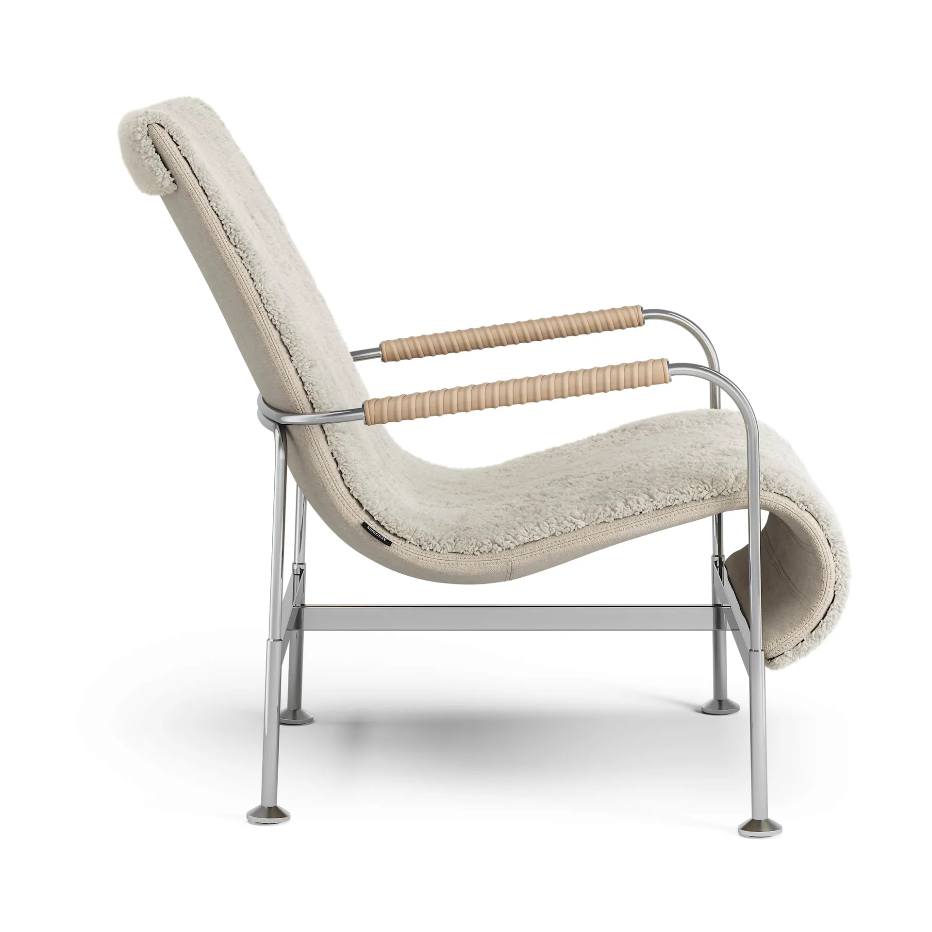 Fauteuil Serpentine, Peau de mouton Moonlight-chrome-Tärnsjö Nature Swedese