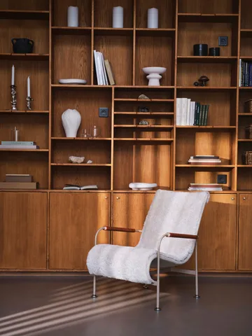 Fauteuil Serpentine - Tissu Romo Linara Rye-chrome-Tärnsjö Cognac - Swedese