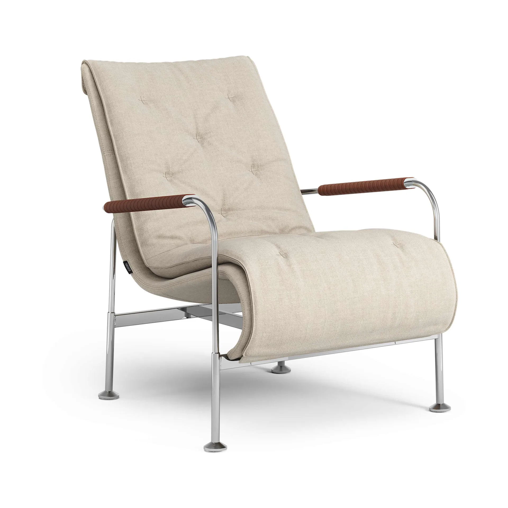 Fauteuil Serpentine, Tissu Romo Linara Rye-chrome-Tärnsjö Cognac Swedese