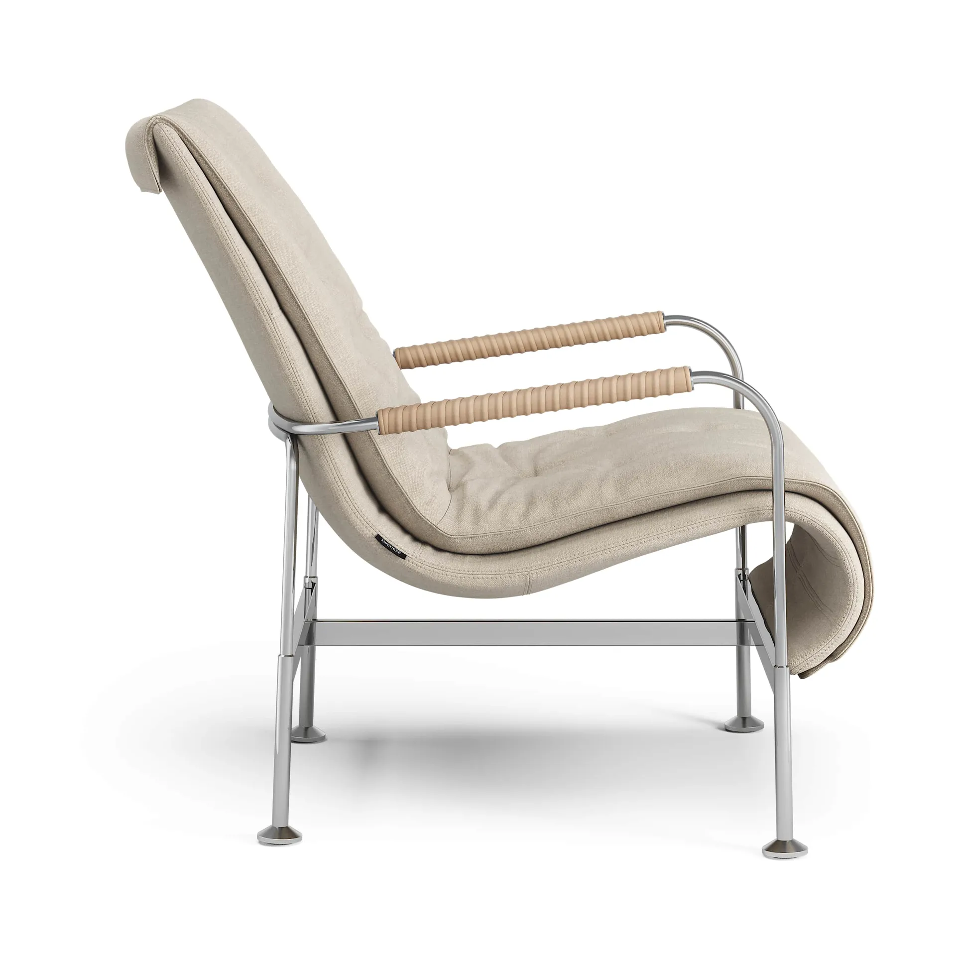 Fauteuil Serpentine, Tissu Romo Linara Rye-chrome-Tärnsjö Nature Swedese