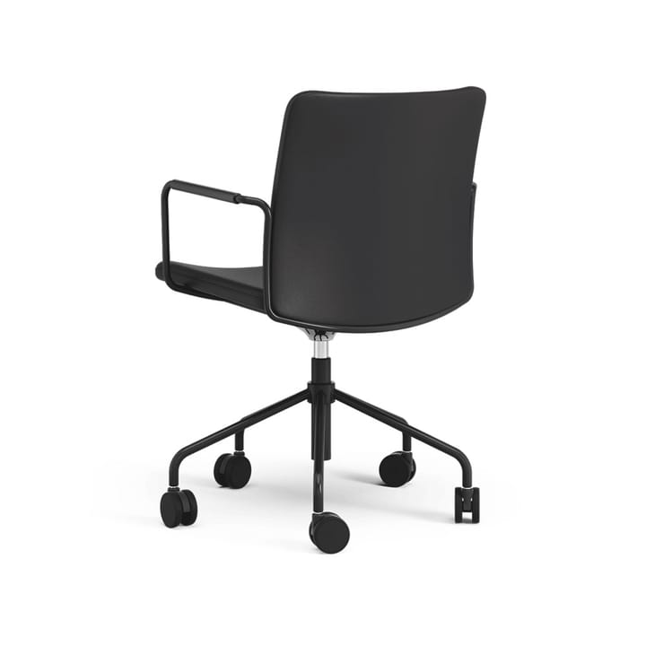 La chaise de bureau Stella peut être montée/abaissée par basculement - cuir elmosoft 99999 noir, structure noire, inclinaison au dos - Swedese