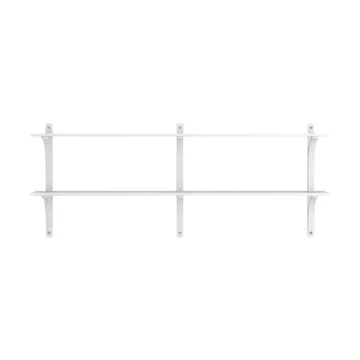 Levi étagère - Frêne blanc-laiton, 2 étagères, 180 cm - Swedese