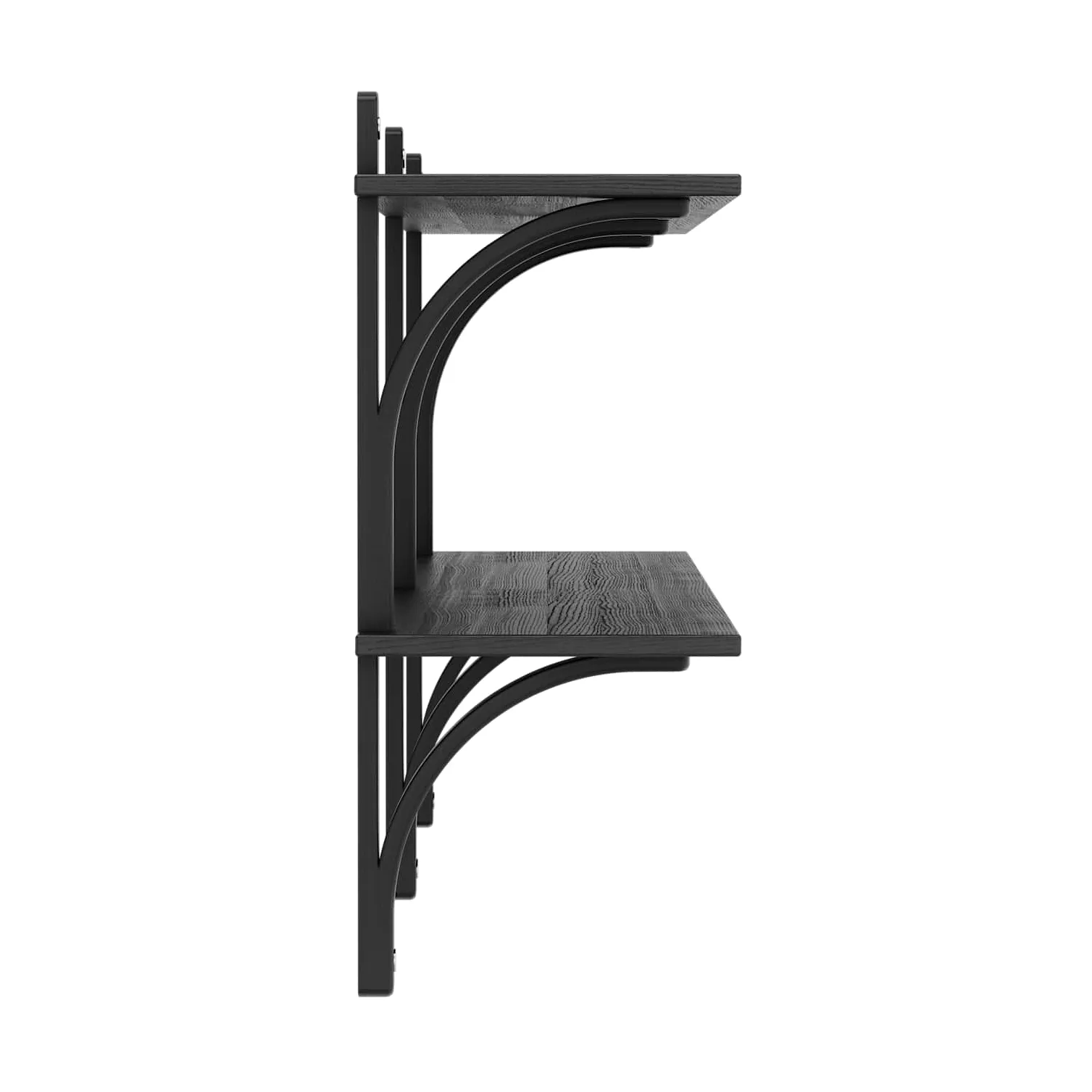 Levi étagère, Frêne noir-acier inoxydable, 2 étagères, 180 cm Swedese