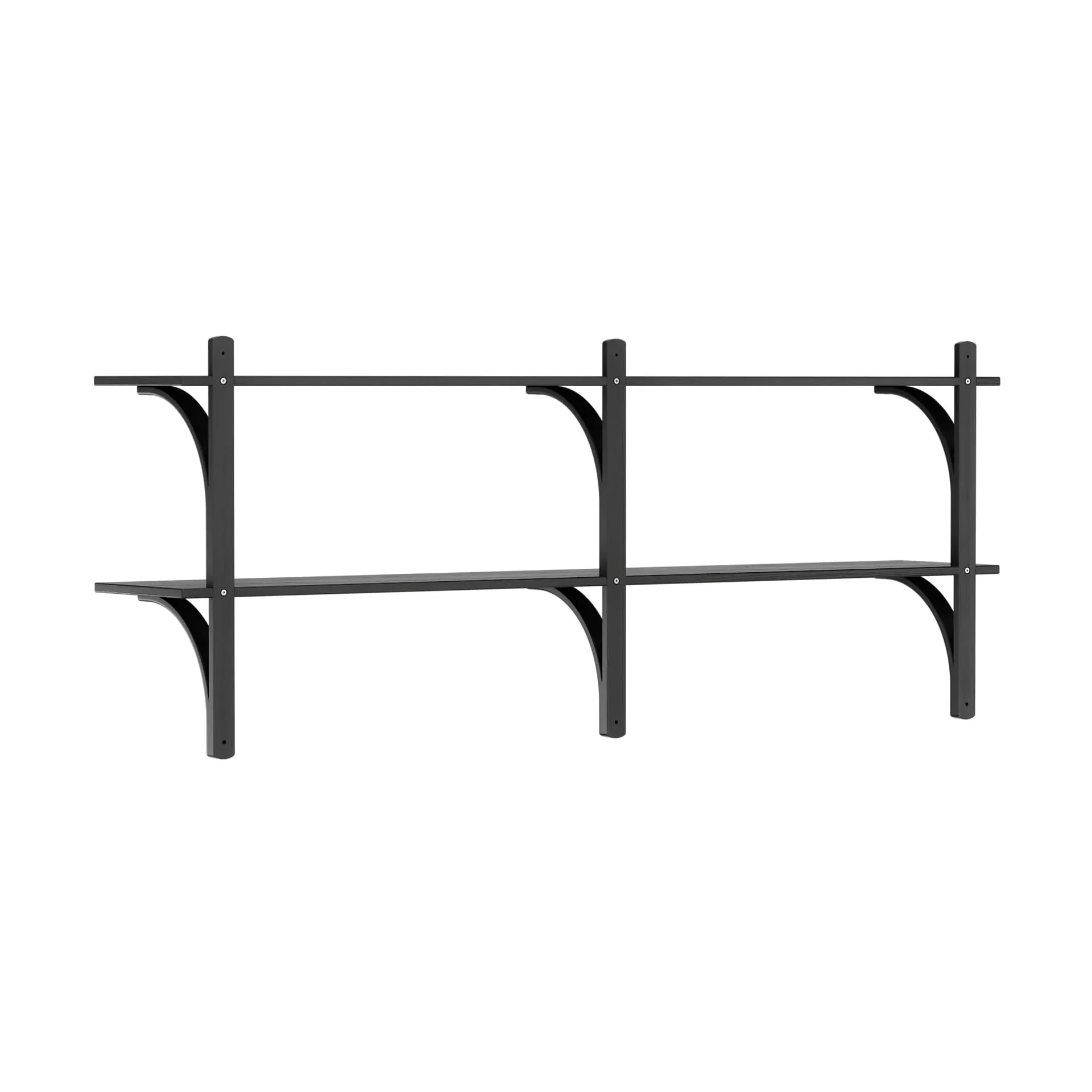 Levi étagère, Frêne noir-acier inoxydable, 2 étagères, 180 cm Swedese