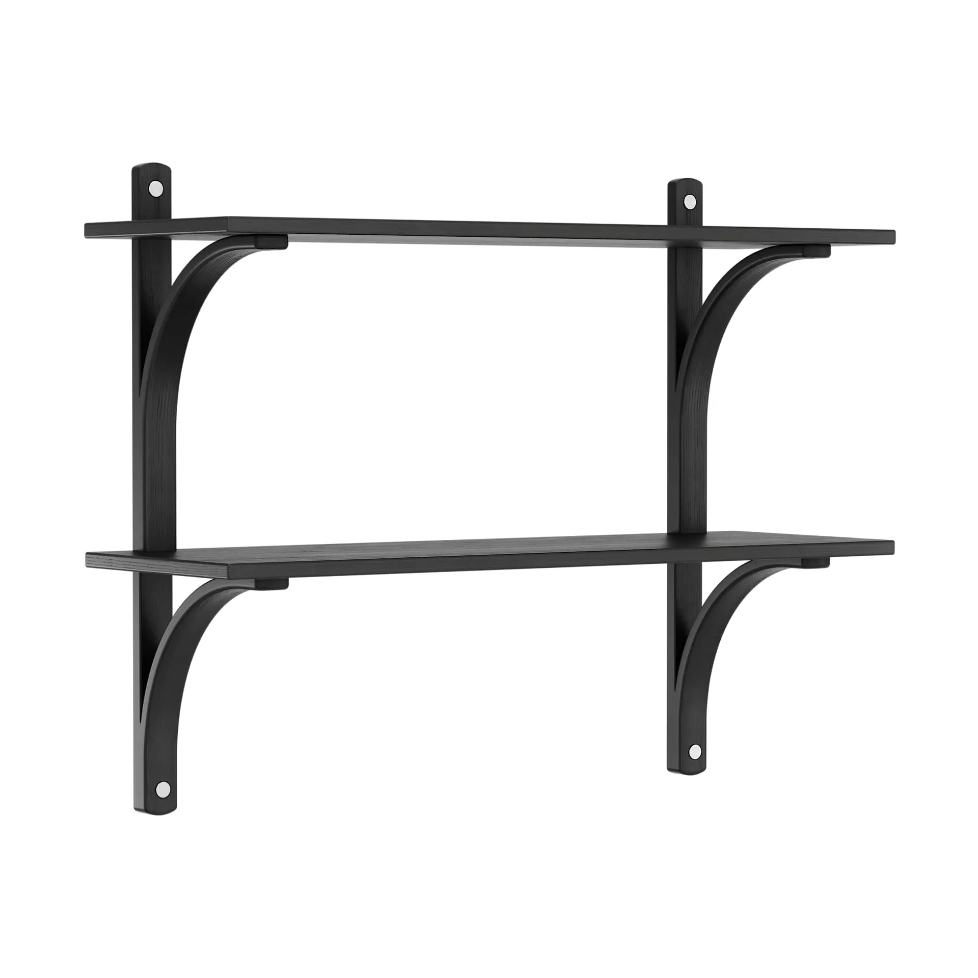 Levi étagère, Frêne noir-acier inoxydable, 2 étagères, 90 cm Swedese