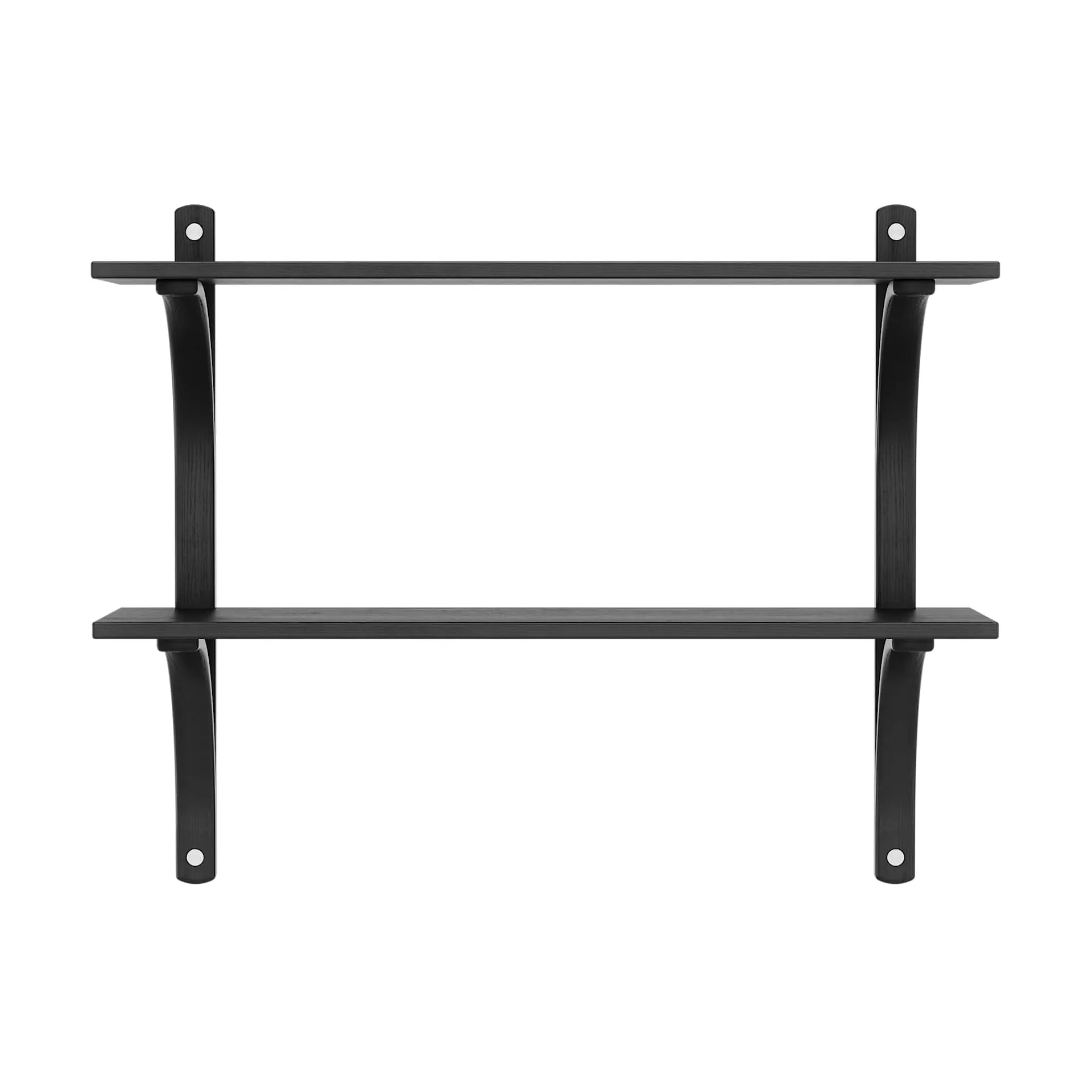 Levi étagère, Frêne noir-acier inoxydable, 2 étagères, 90 cm Swedese